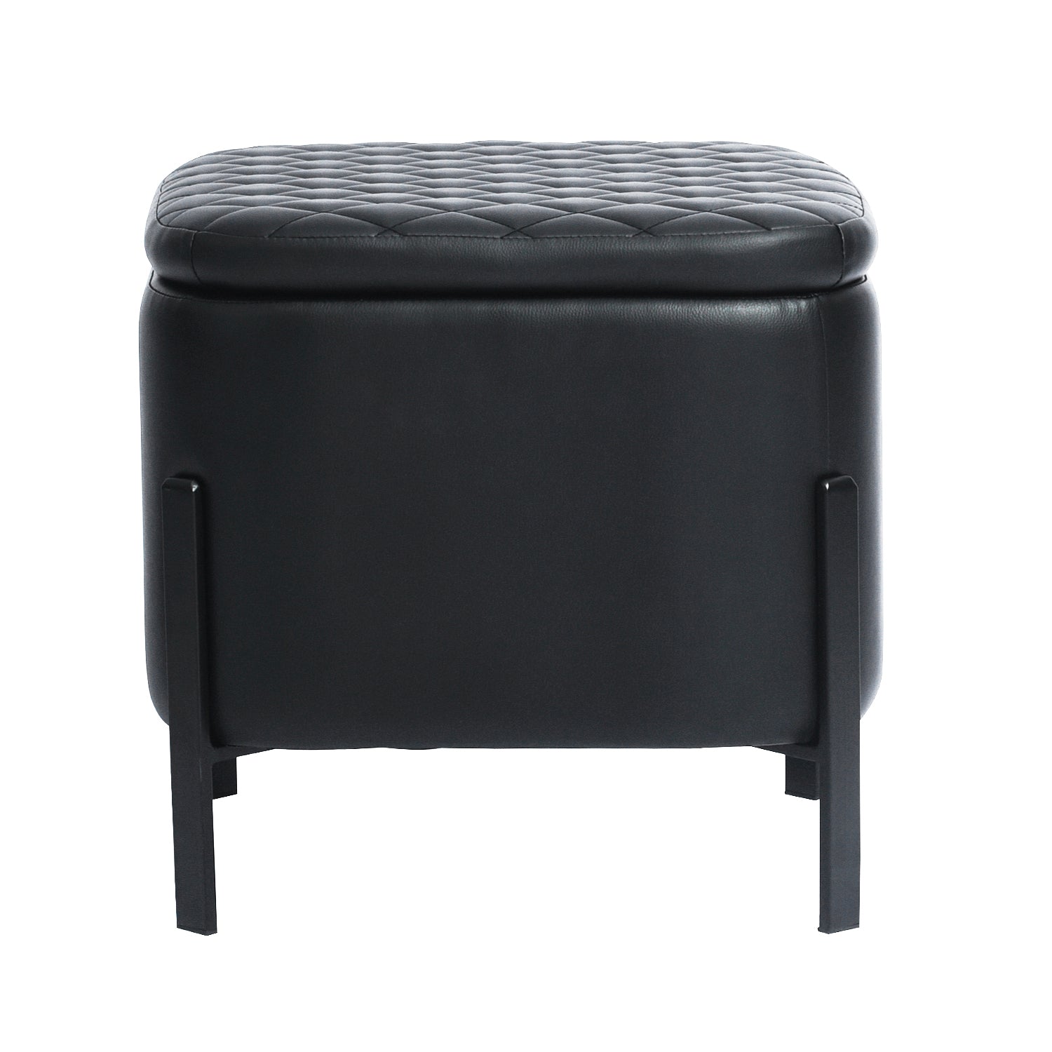 Homy Casa BOTTEGA BLACK 18.9" PU Ottoman for Living Room, Bedroom, or Office Open Box