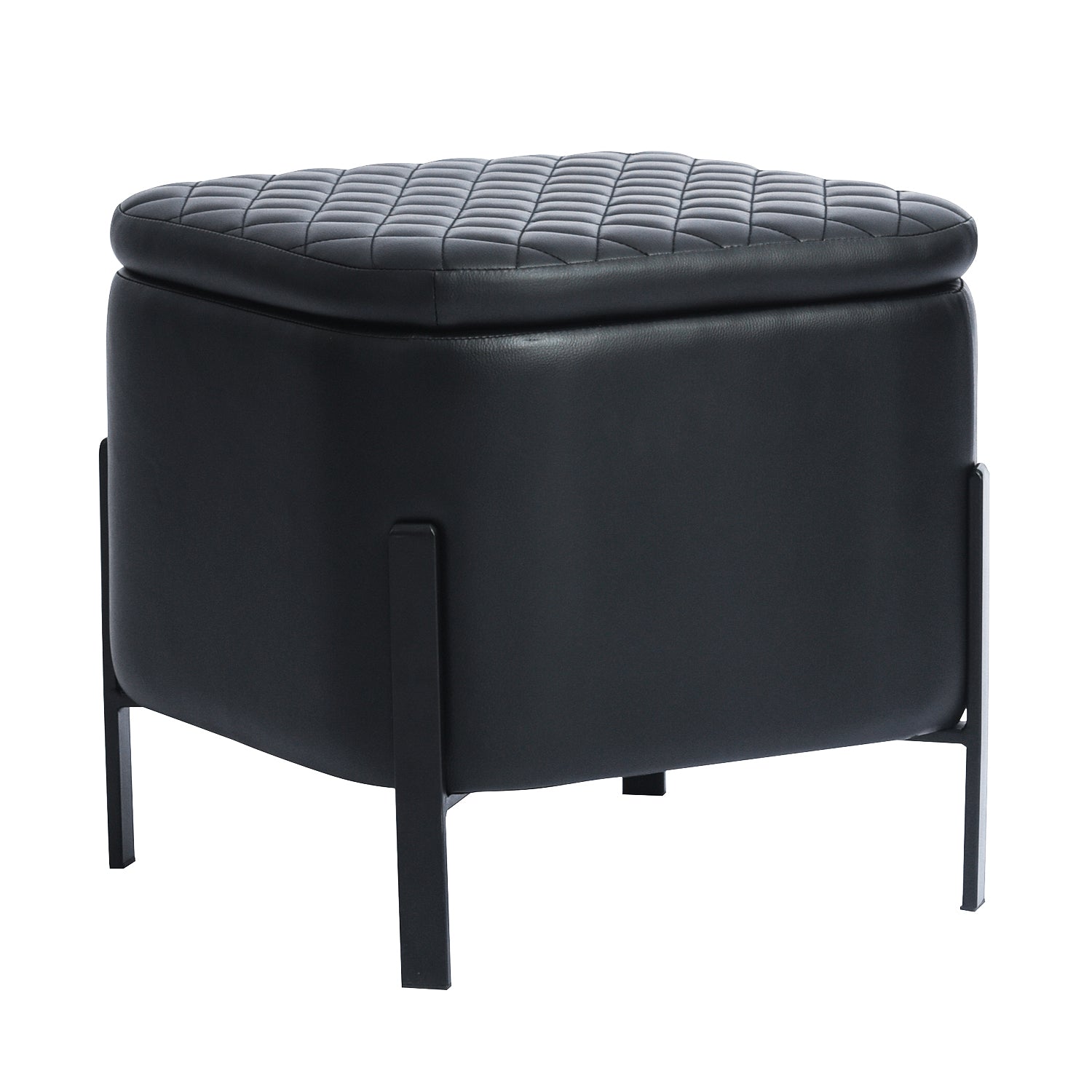 Homy Casa BOTTEGA BLACK 18.9" PU Ottoman for Living Room, Bedroom, or Office Open Box