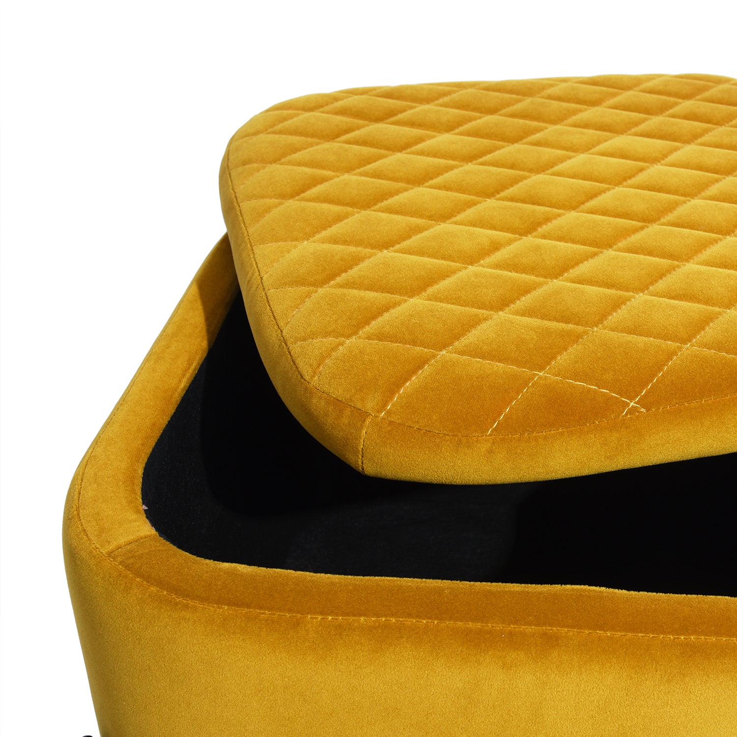 Homy Casa BOTTEGA YELLOW 18.9" Velvet Ottoman for Living Room or Bedroom Open Box