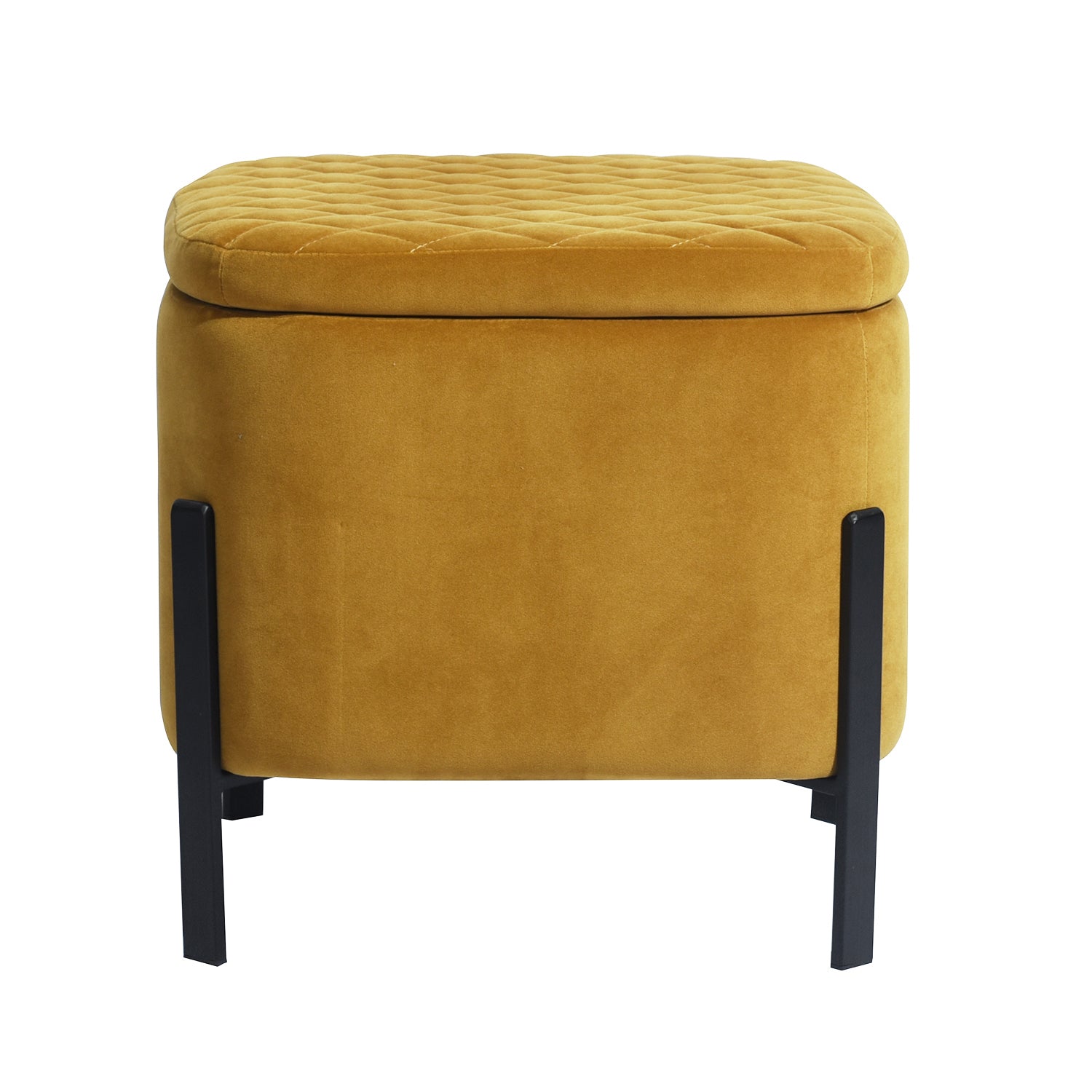 Homy Casa BOTTEGA YELLOW 18.9" Velvet Ottoman for Living Room or Bedroom Open Box