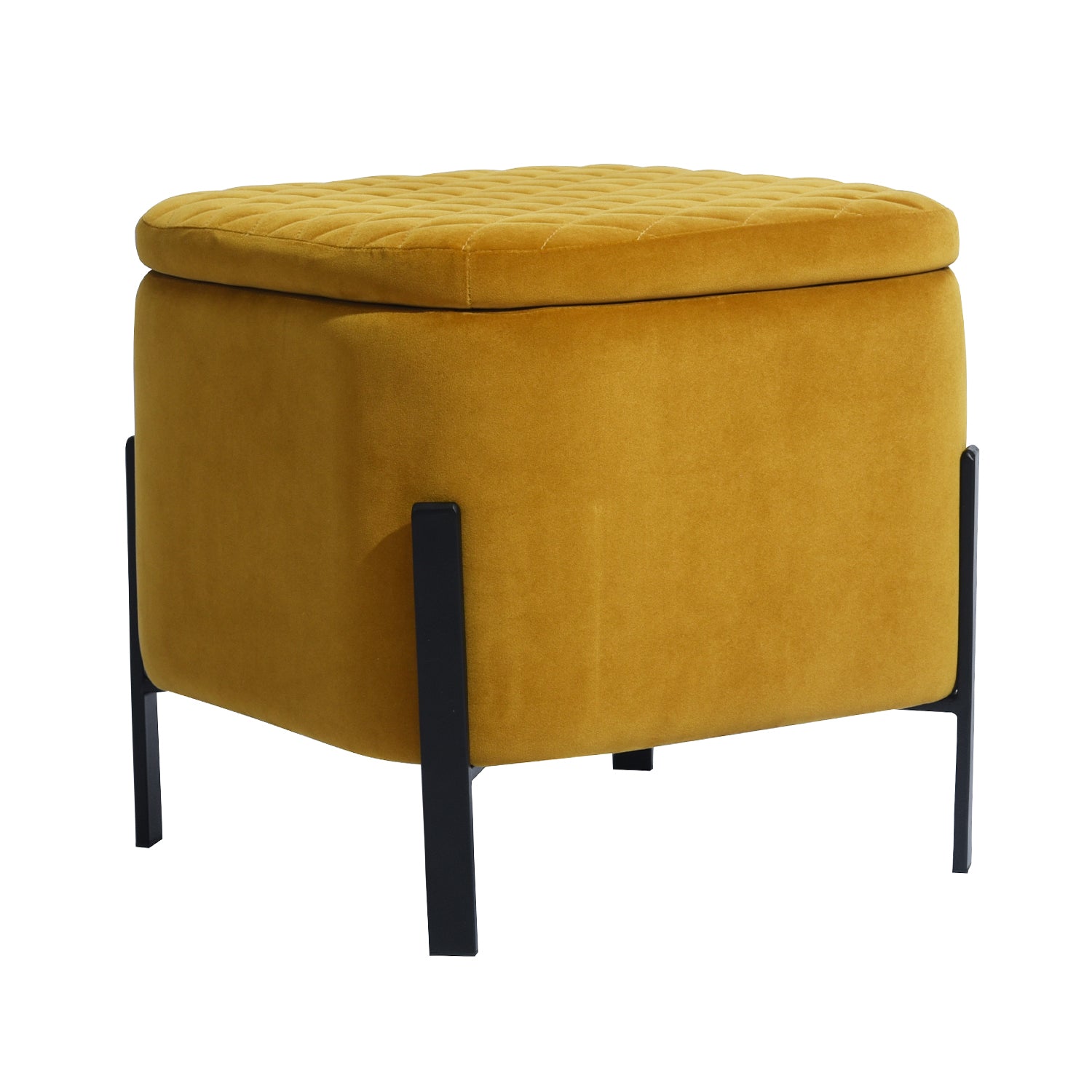 Homy Casa BOTTEGA YELLOW 18.9" Velvet Ottoman for Living Room or Bedroom Open Box