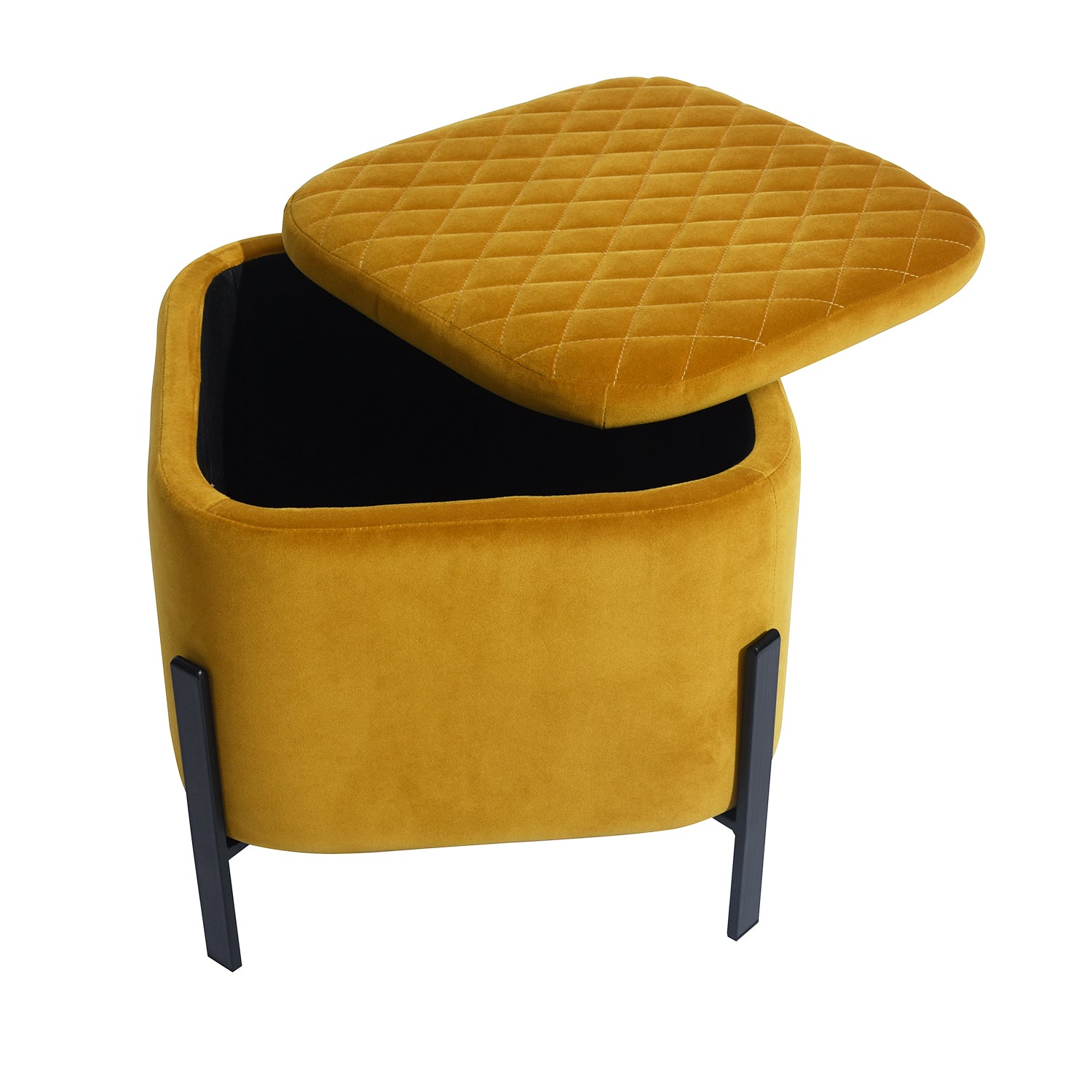 Homy Casa BOTTEGA YELLOW 18.9" Velvet Ottoman for Living Room or Bedroom Open Box