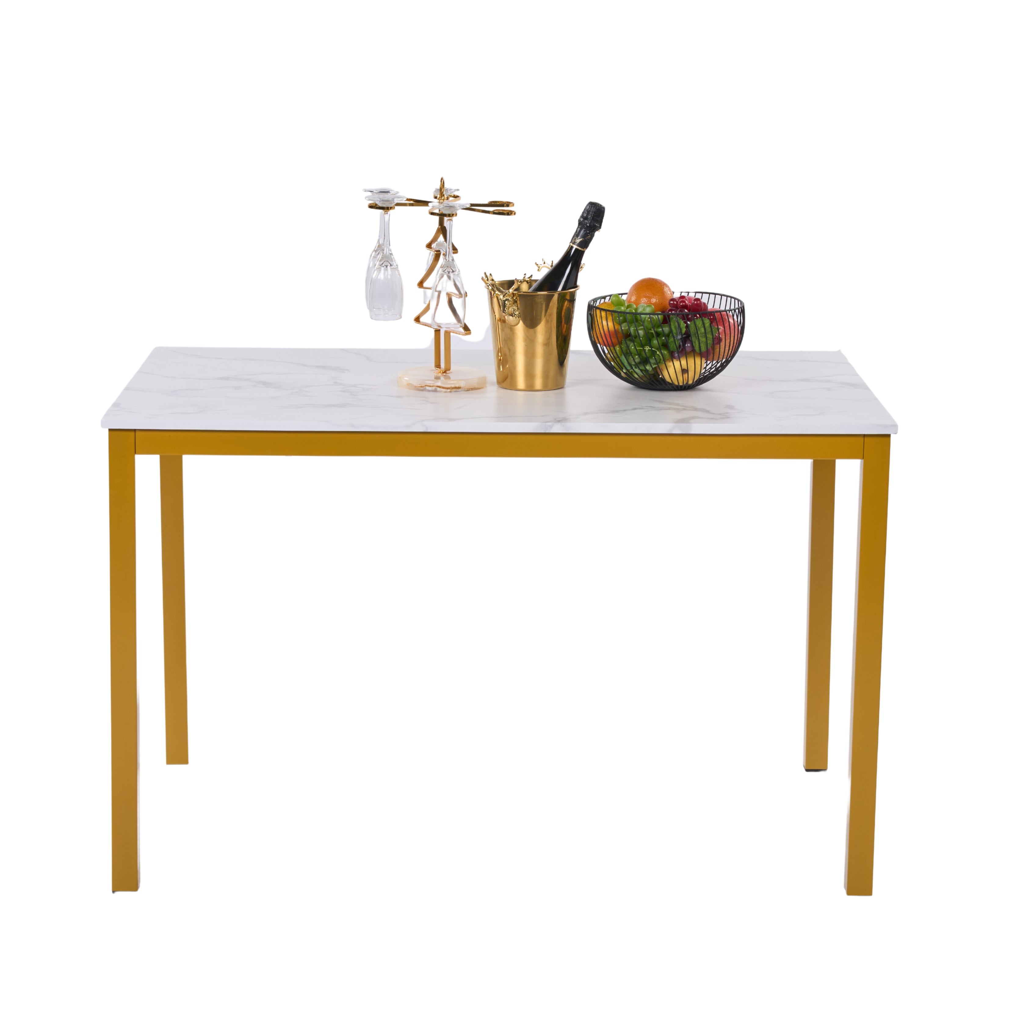 Homy Casa BRANDT 59” GOLD LEG Dining Table Modern Dining Table for Home and Workspace Open Box