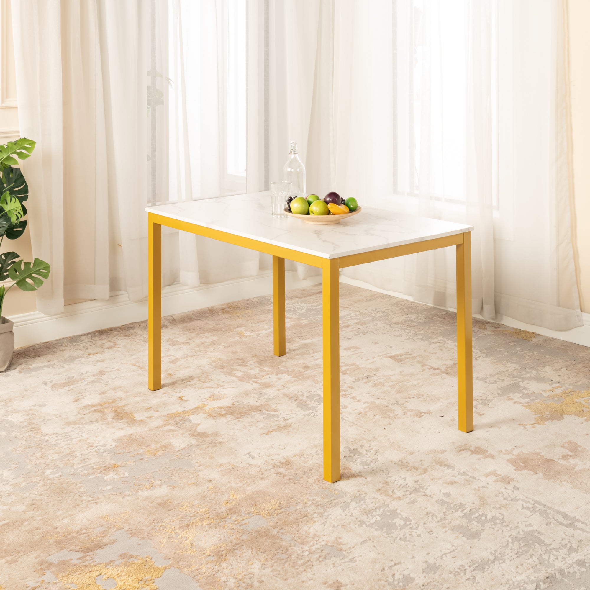 Homy Casa BRANDT Marble Gold Leg Dining Table "47.2" Modern Dining Table for Home and Workspace