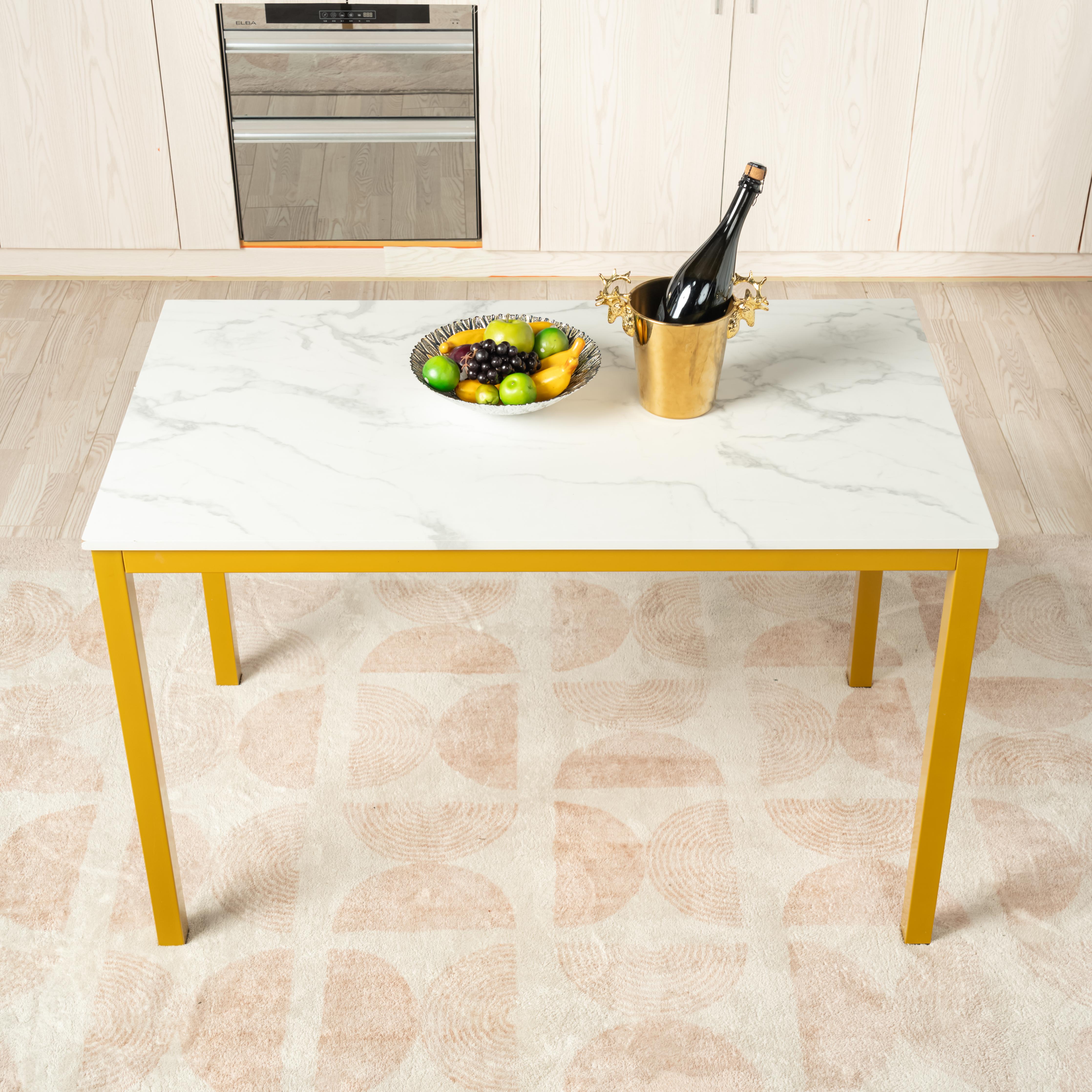 Homy Casa BRANDT Marble Gold Leg Dining Table "47.2" Modern Dining Table for Home and Workspace