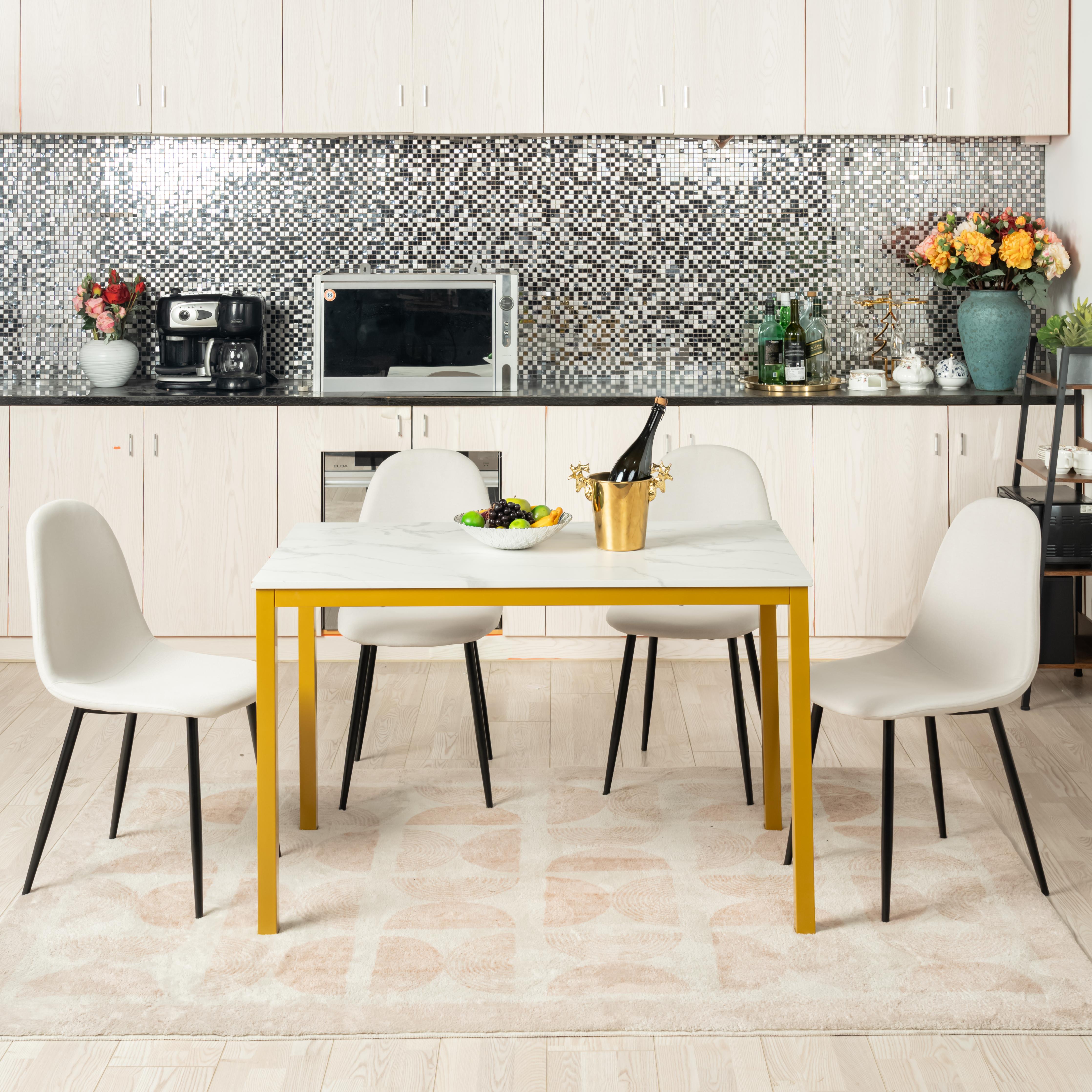Homy Casa BRANDT 59” GOLD LEG Dining Table Modern Dining Table for Home and Workspace Open Box
