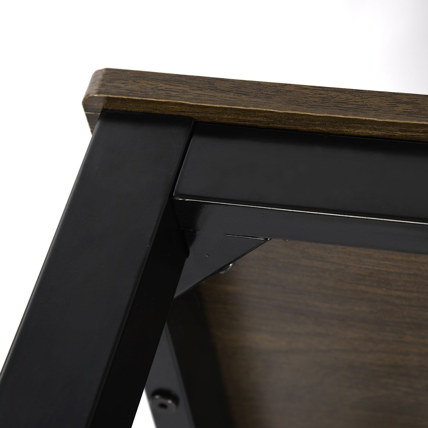 Brandt Dining Table – Wood Top, Black Metal Legs, Modern Style