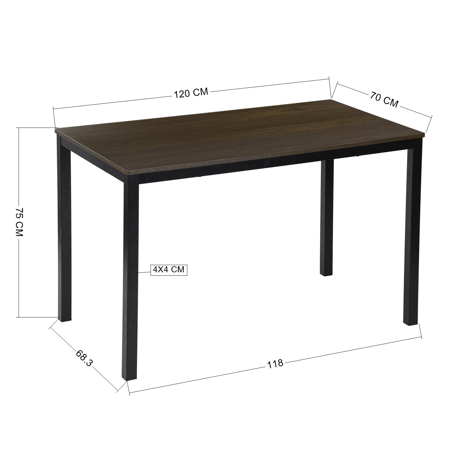Brandt Dining Table – Wood Top, Black Metal Legs, Modern Style