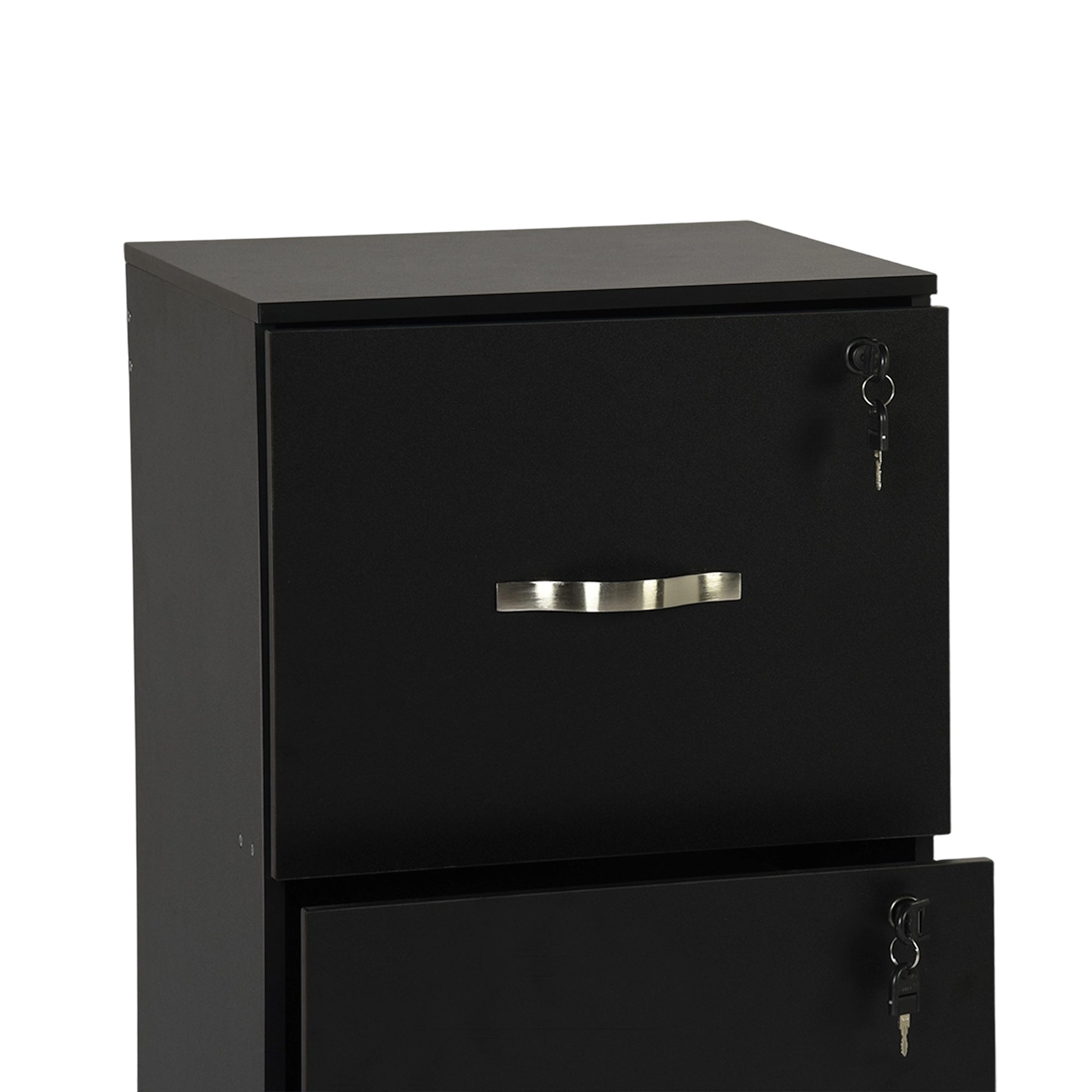 BRAUM 3 Drawer Locking File Cabinet, Black Metal Vertical Filing Cabinet with Keys for Home Office