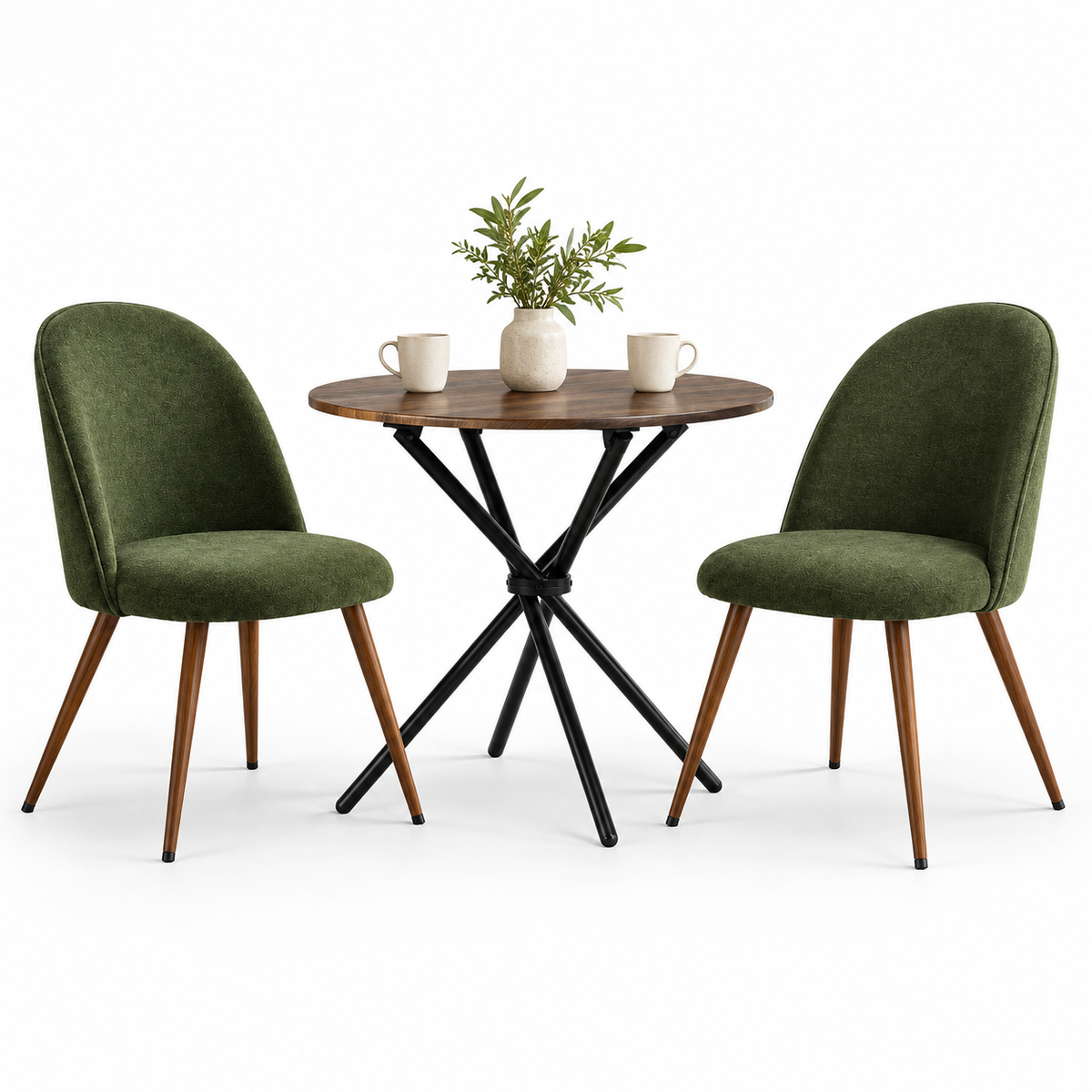 Fontana 3 Piece Brown Dining Table Set with 2 Haven Upholstered Chairs