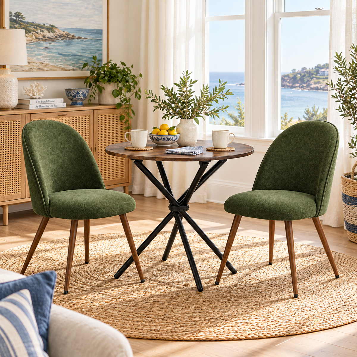 Fontana 3 Piece Brown Dining Table Set with 2 Haven Upholstered Chairs