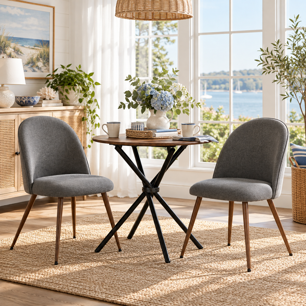 Fontana 3 Piece Brown Dining Table Set with 2 Haven Upholstered Chairs