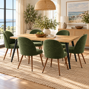 Lancelot 7 Piece Oak Dining Table Set with 6 Haven Upholstered Chairs