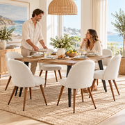 Lancelot 7 Piece Walnut Dining Table Set with 6 Haven Upholstered Chairs