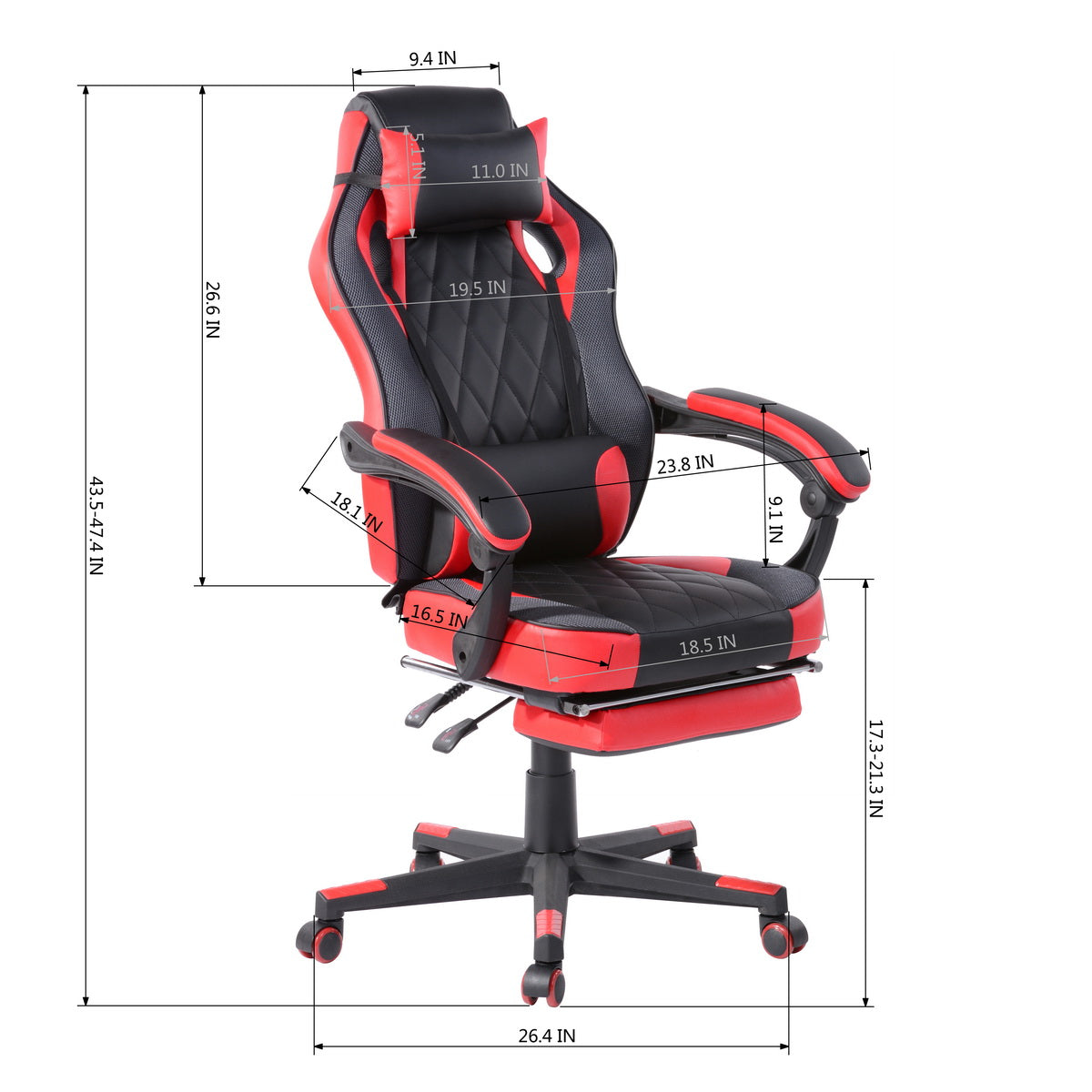 Homy Casa BURGENDY RED Gaming Chair Ergonomic Office Seating Open Box
