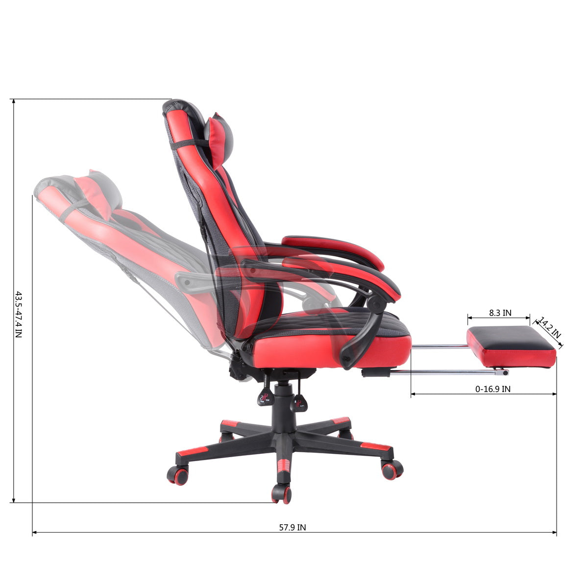 Homy Casa BURGENDY RED Gaming Chair Ergonomic Office Seating Open Box