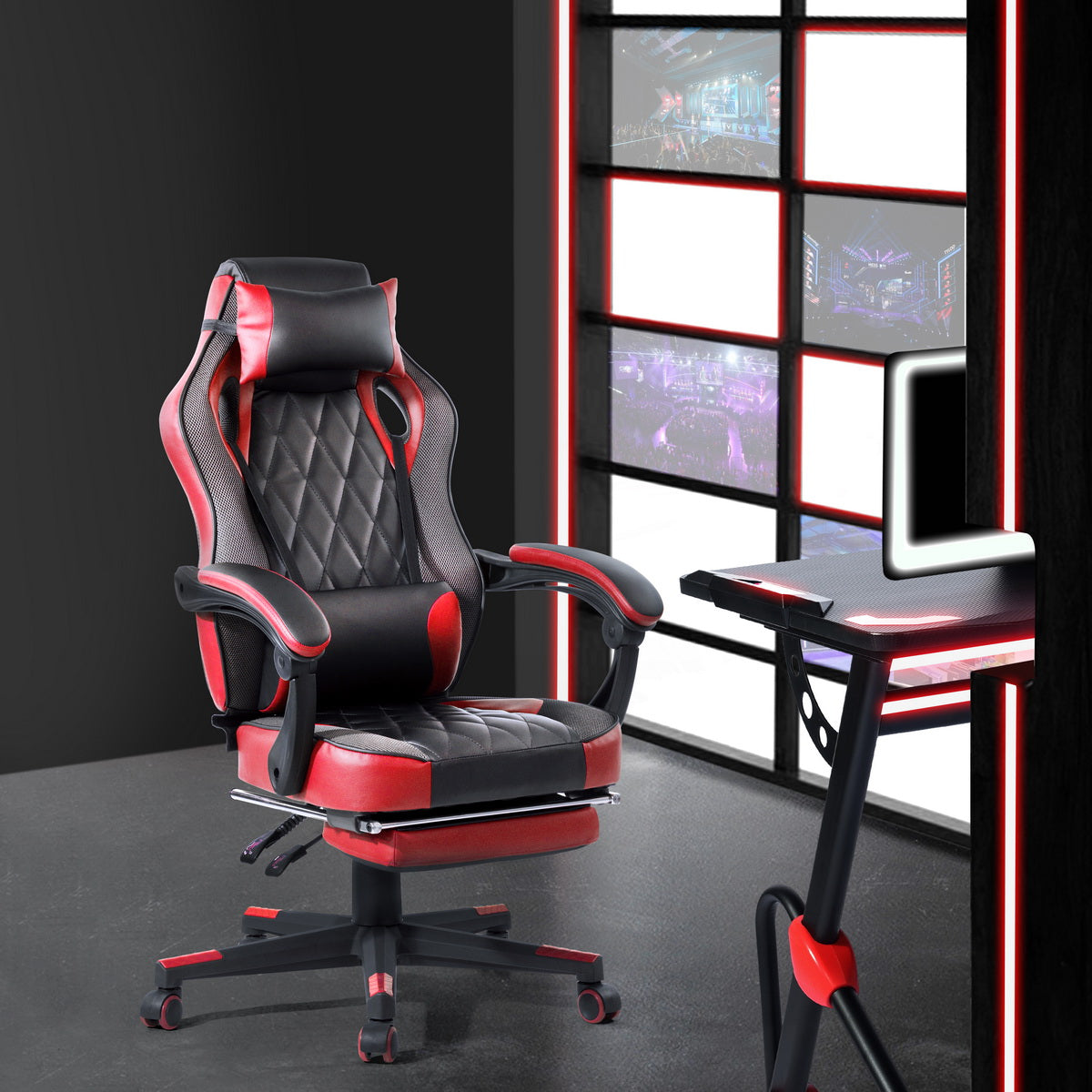 Homy Casa BURGENDY RED Gaming Chair Ergonomic Office Seating Open Box