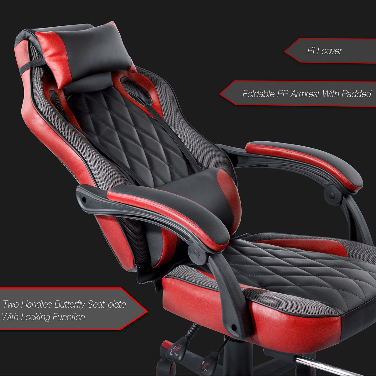 Homy Casa BURGENDY RED Gaming Chair Ergonomic Office Seating Open Box