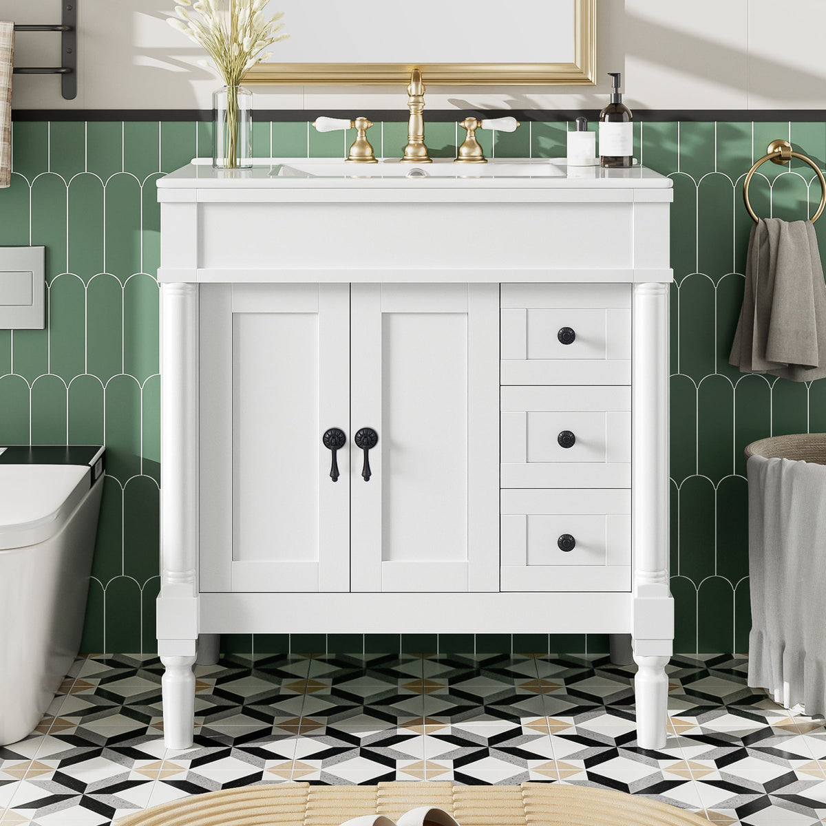 Homy Casa Banff 30" Bathroom Vanity without Top Sink, Modern Storage Cabinet with Drawers and Tip-Out Drawer Open Box