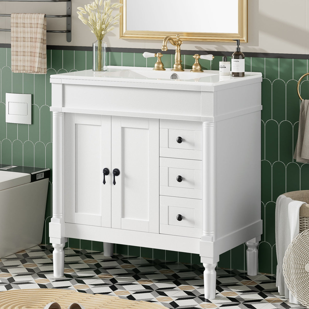 Homy Casa Banff 30" Bathroom Vanity without Top Sink, Modern Storage Cabinet with Drawers and Tip-Out Drawer Open Box