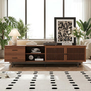 Bari 78" Wood Modern TV Stand with Storage Cabinets and open Drawers