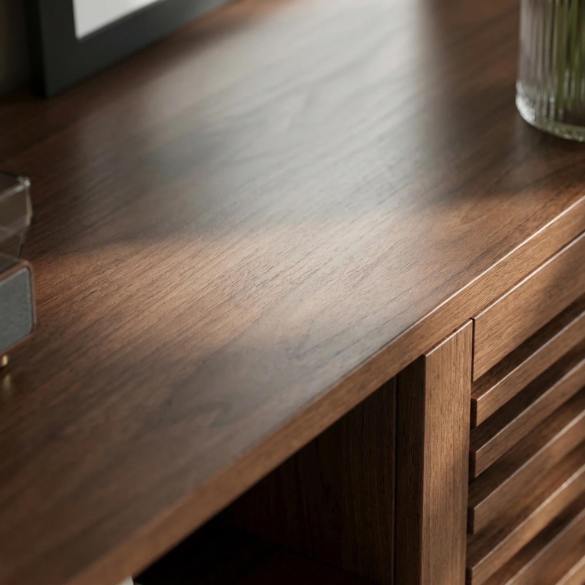 Bari 78" Wood Modern TV Stand with Storage Cabinets and open Drawers
