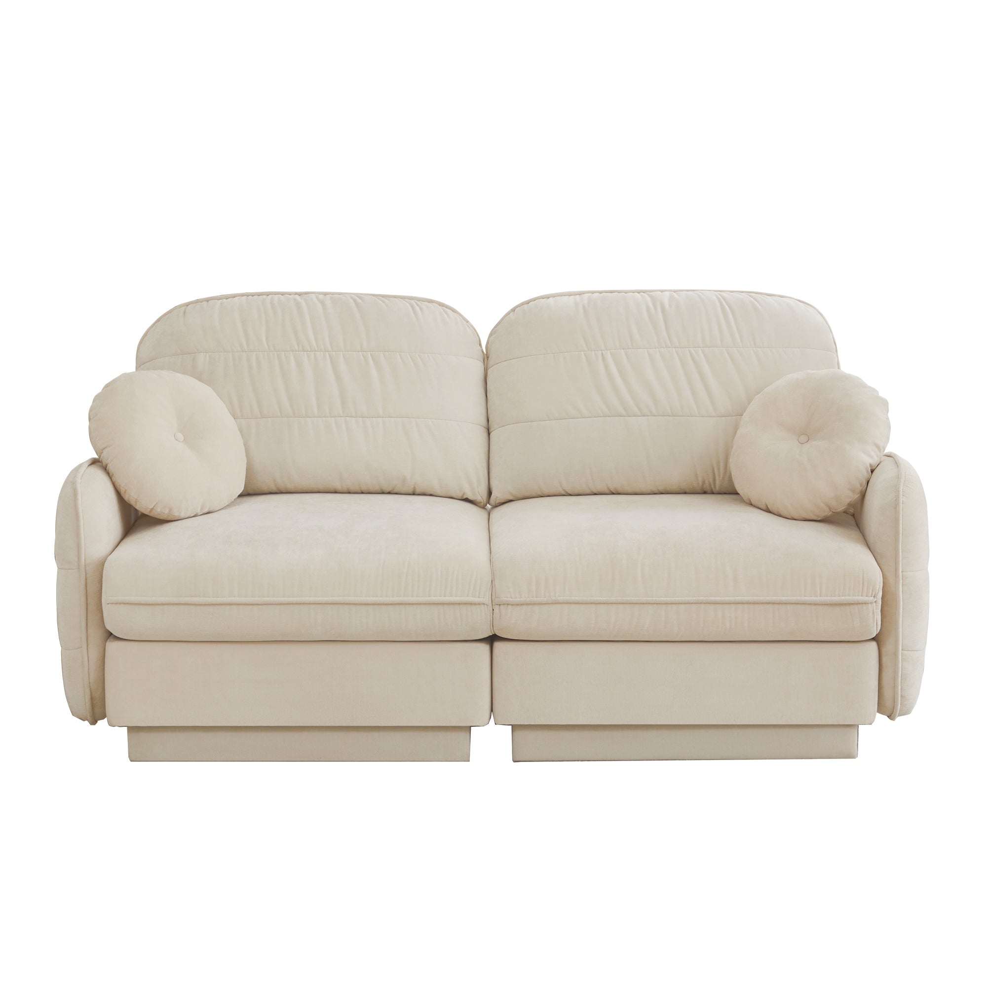 Berkeley 73" Modern Chenille Loveseat Sofa with Round Pillows