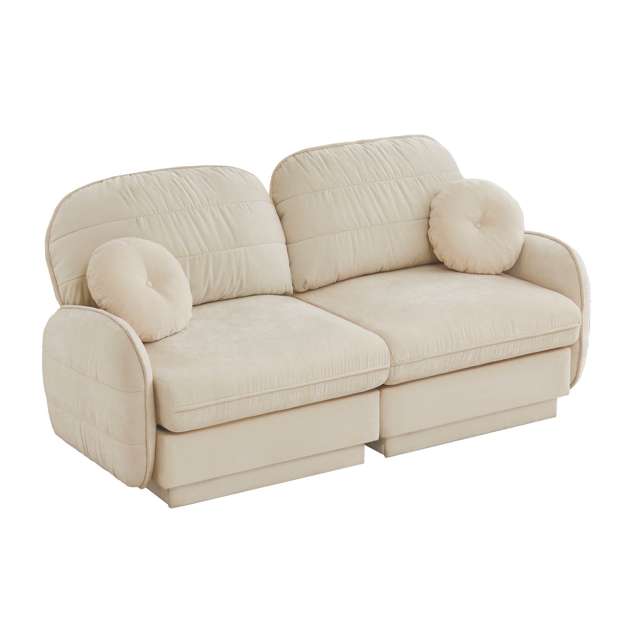 Berkeley 73" Modern Chenille Loveseat Sofa with Round Pillows