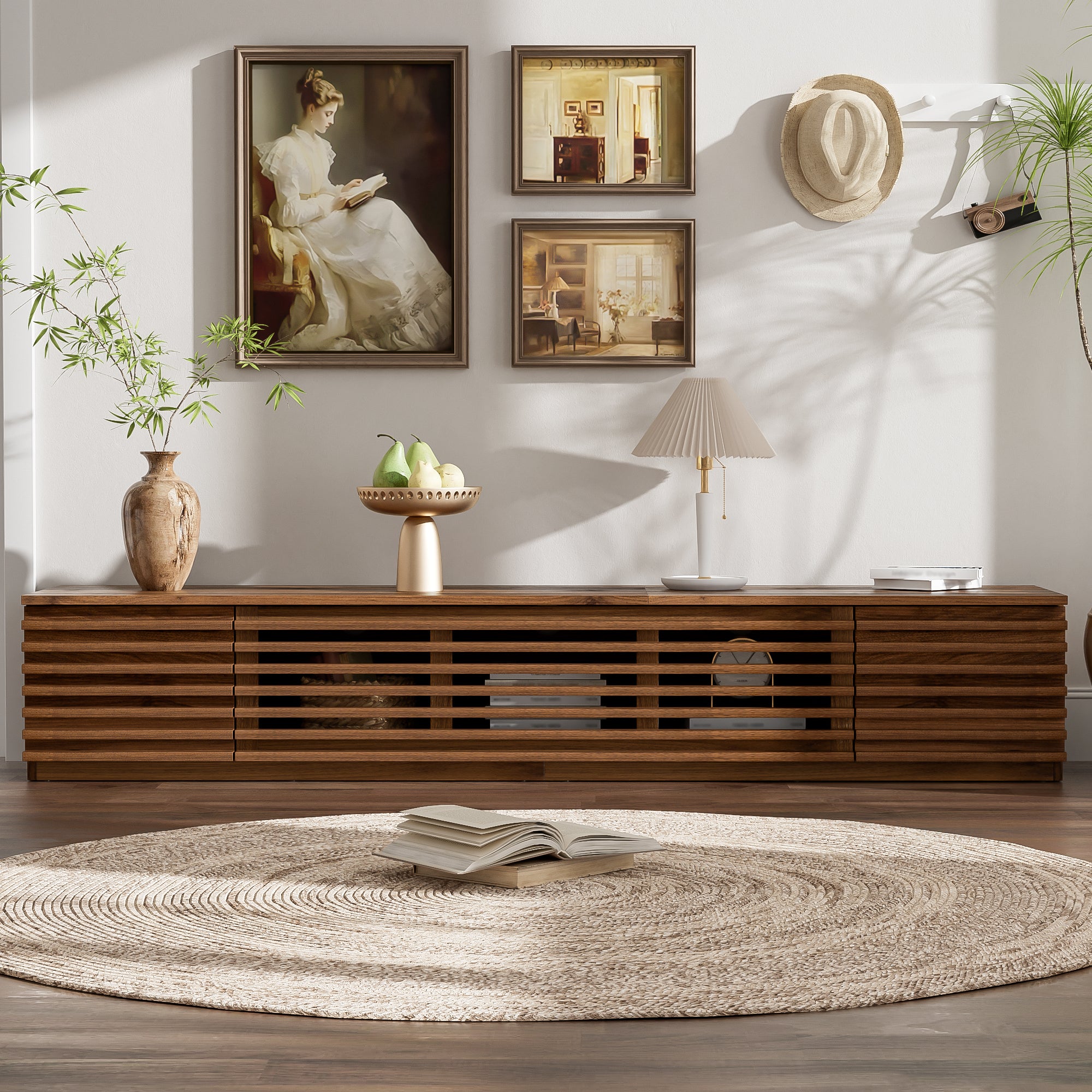 Bologna 70" Wood Modern TV Stand with Flat Door Cabinets