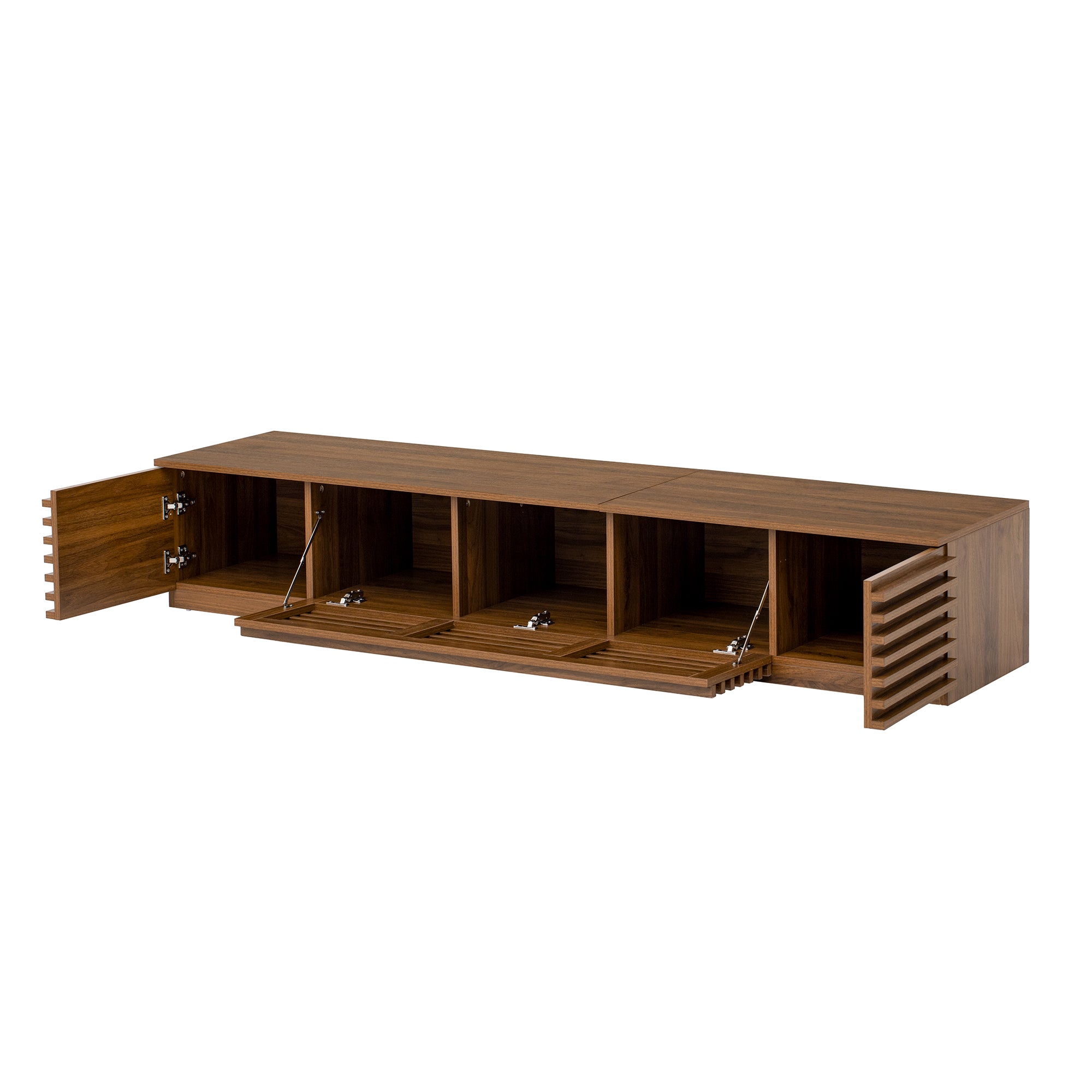 Bologna 70" Wood Modern TV Stand with Flat Door Cabinets
