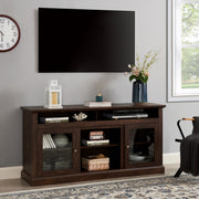 Bozeman 60" Modern Farmhouse TV Stand with Glass Doors and Open Storage
