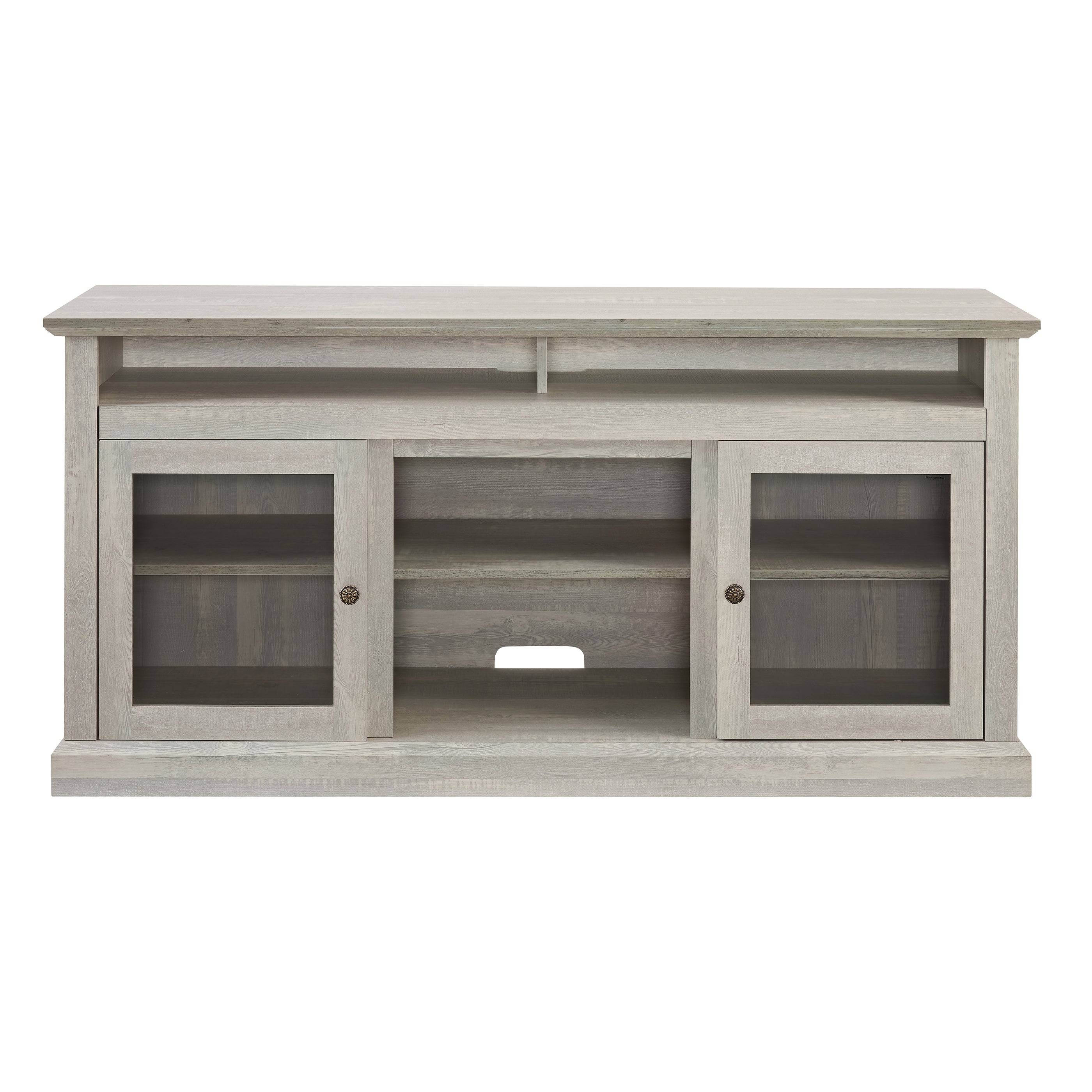 Bozeman 60" Modern Farmhouse TV Stand with Glass Doors and Open Storage