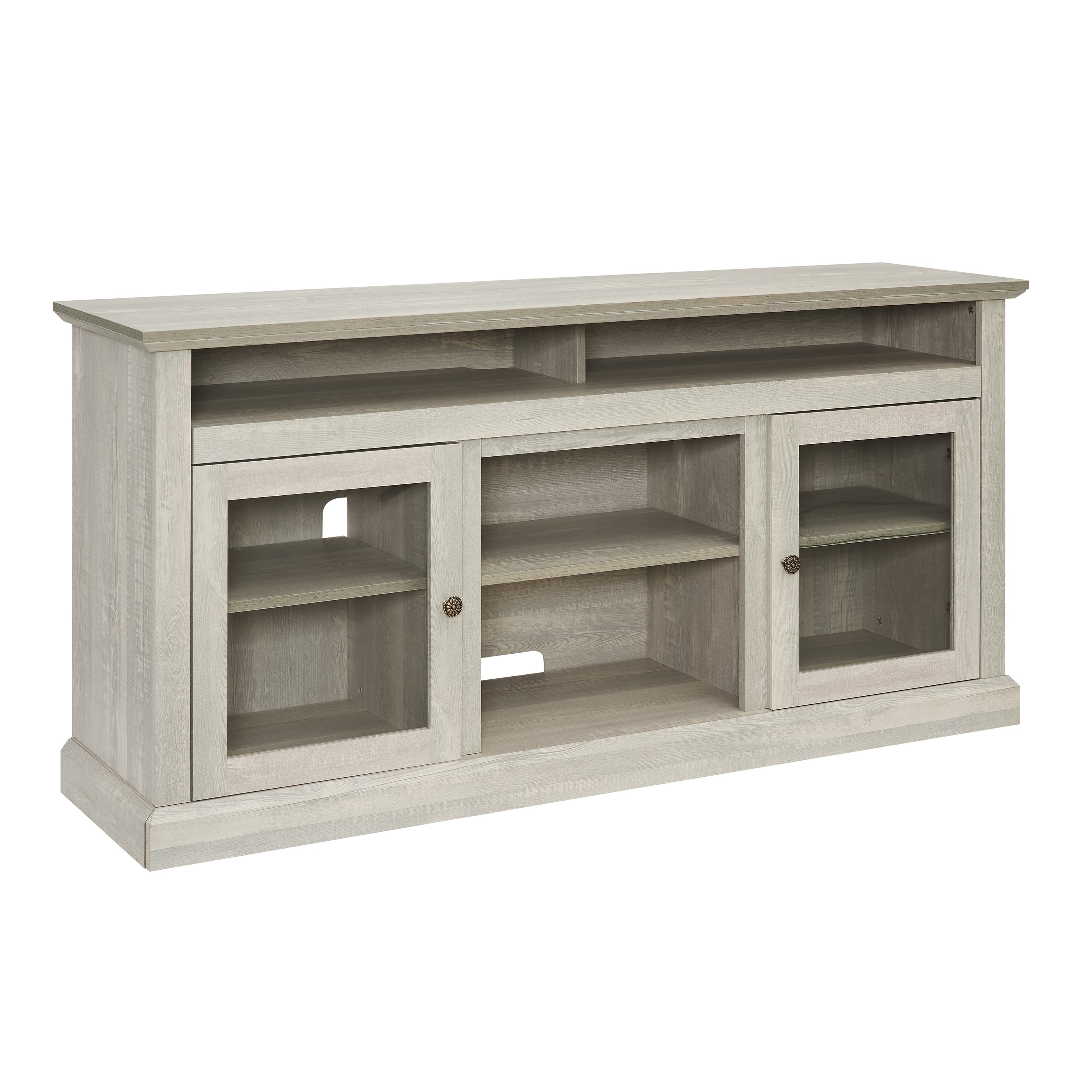 Bozeman 60" Modern Farmhouse TV Stand with Glass Doors and Open Storage