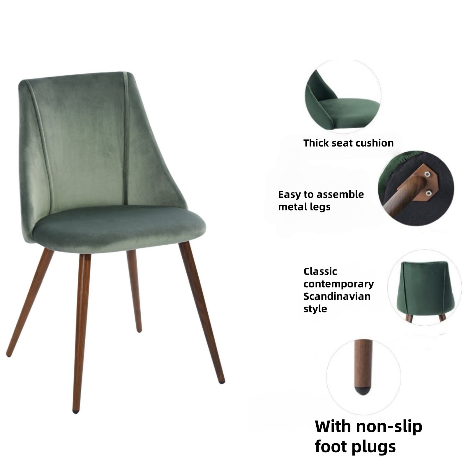 Smeg Soft High Back Upholstered Dining Chairs Set of 2 in Fabric or Velvet