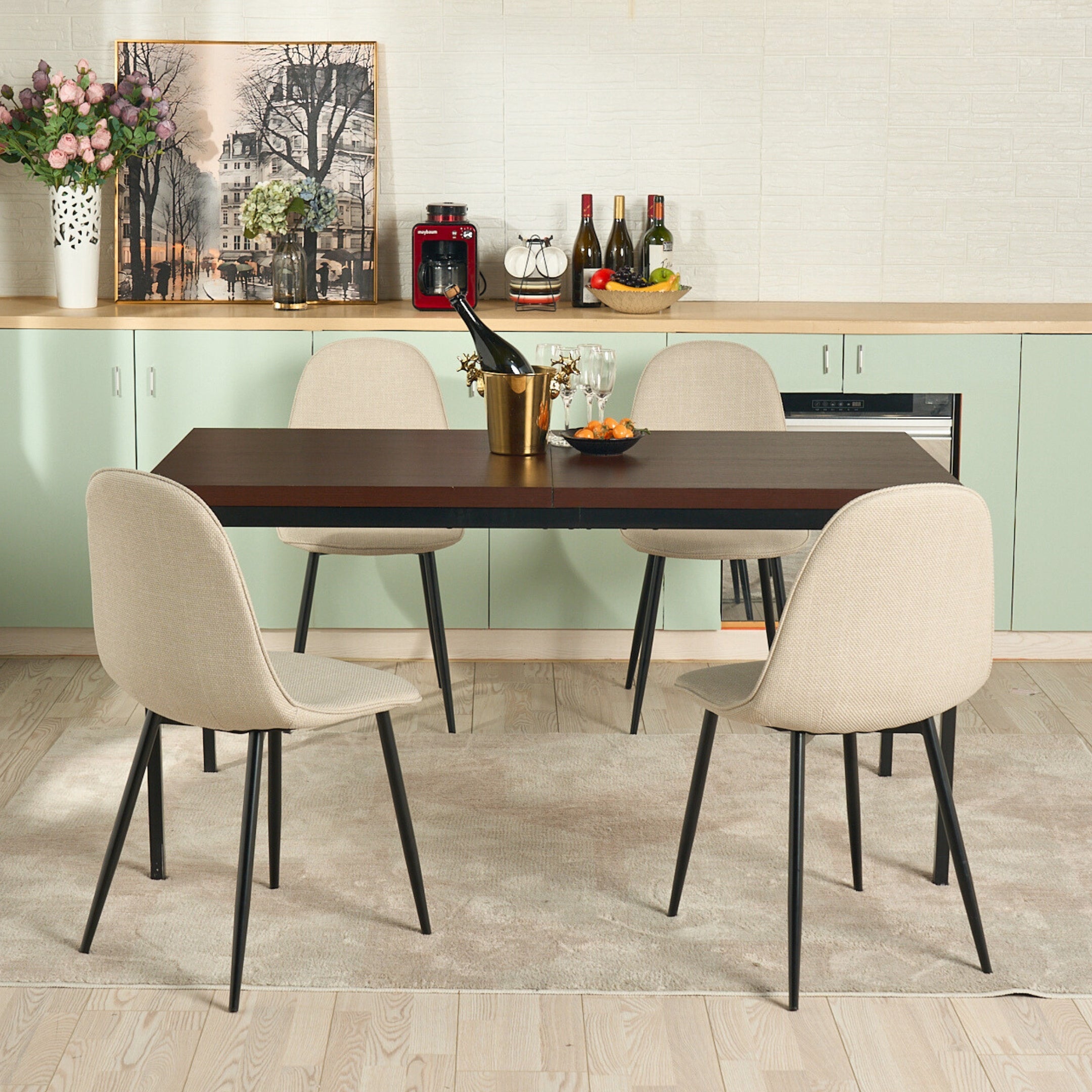 Cajon Modern Dining Table with Honeycomb Core Top and Square Tube Frame