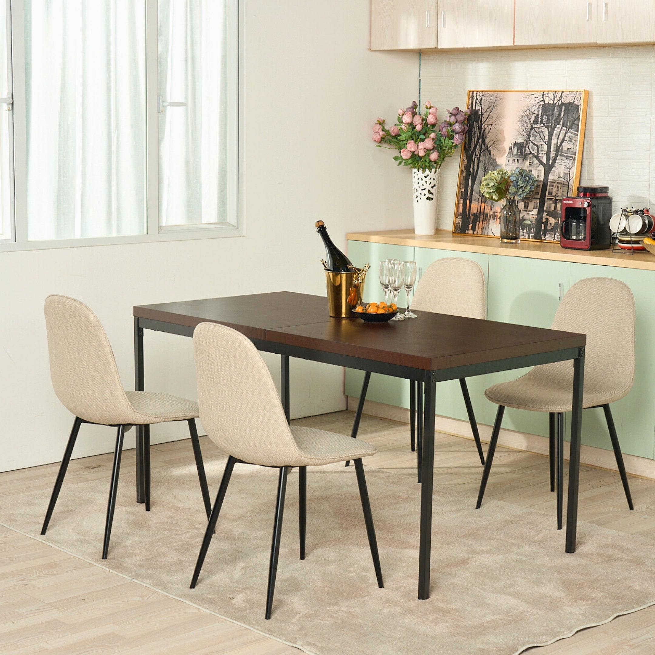 Cajon Modern Dining Table with Honeycomb Core Top and Square Tube Frame