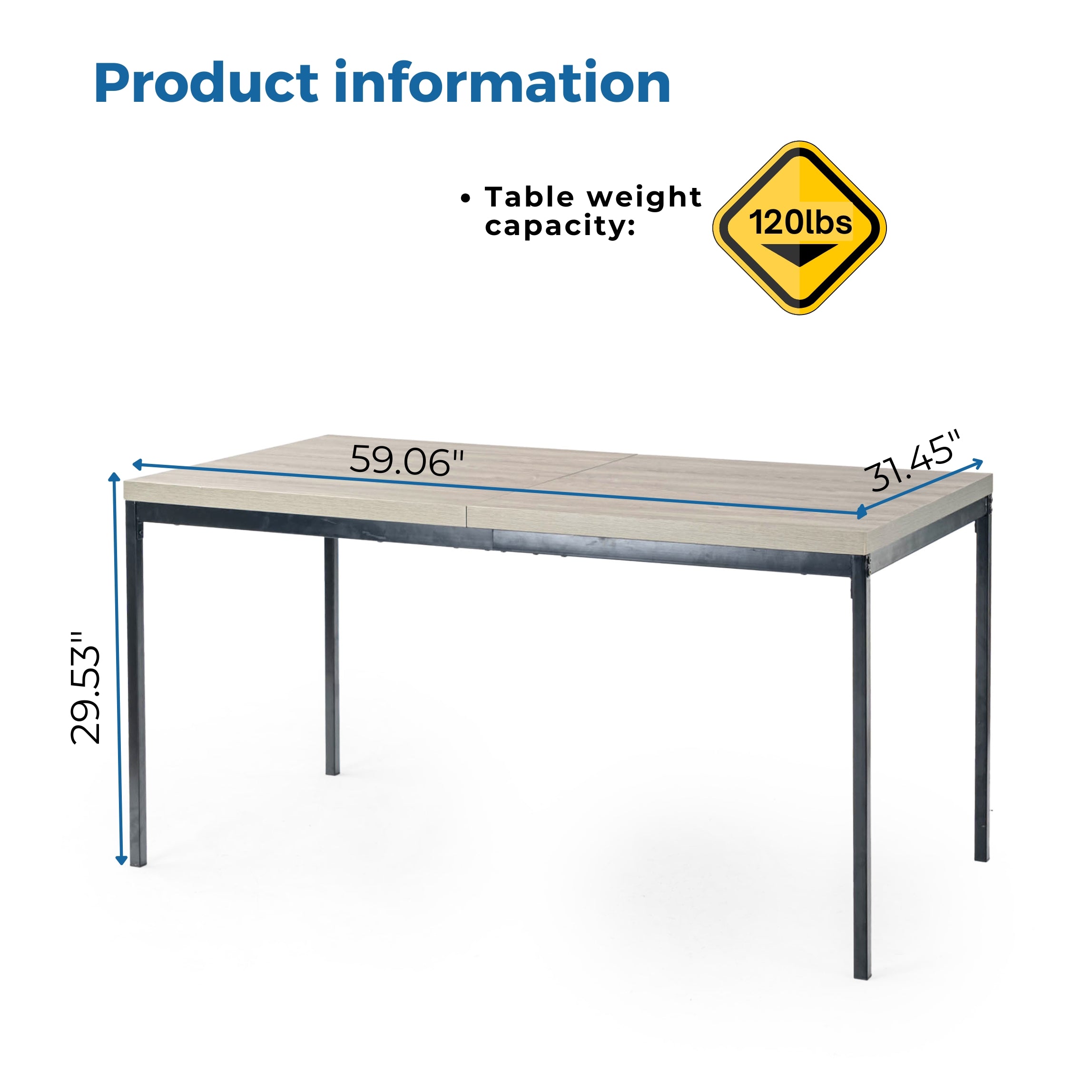 Cajon Modern Dining Table with Honeycomb Core Top and Square Tube Frame
