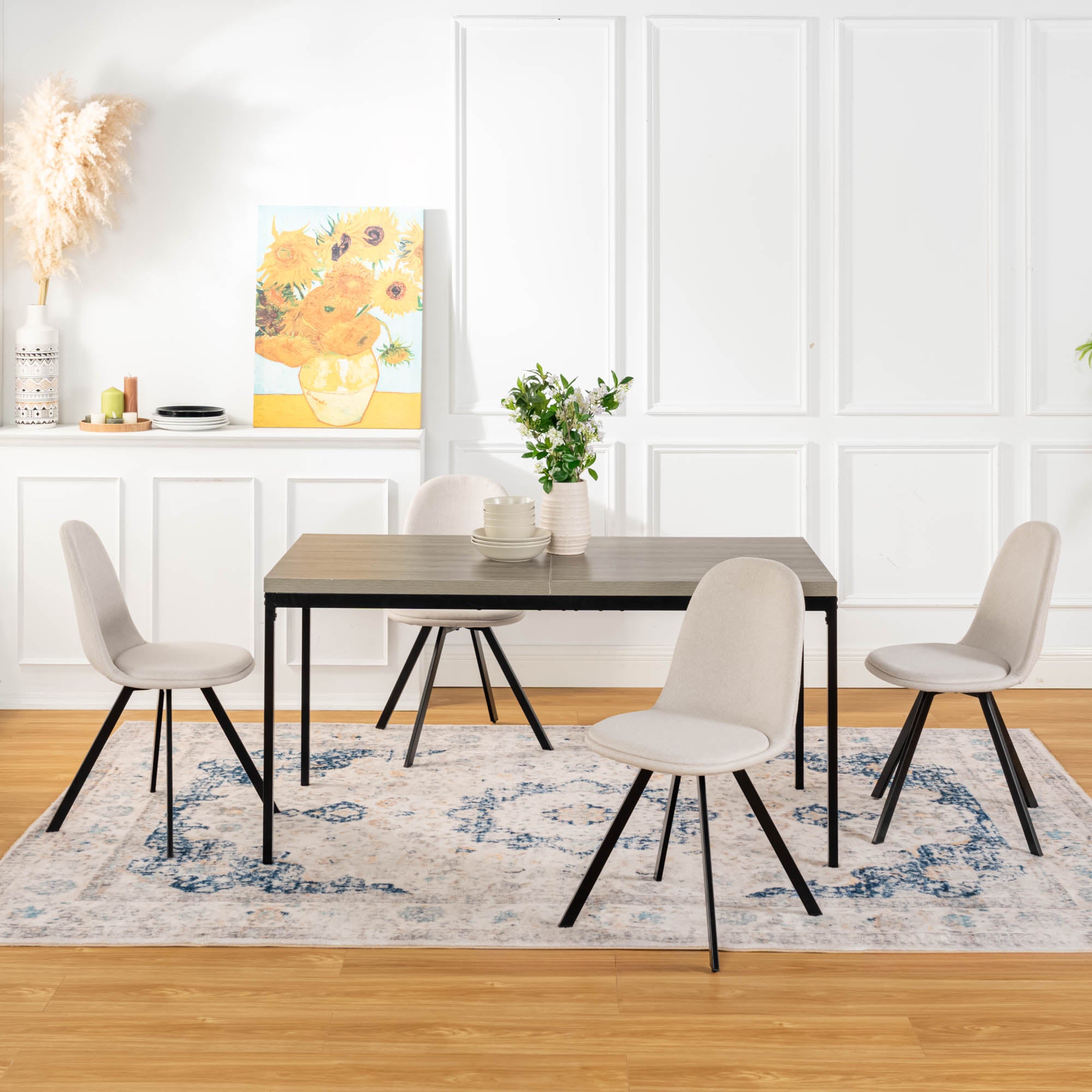 Cajon Modern Dining Table with Honeycomb Core Top and Square Tube Frame