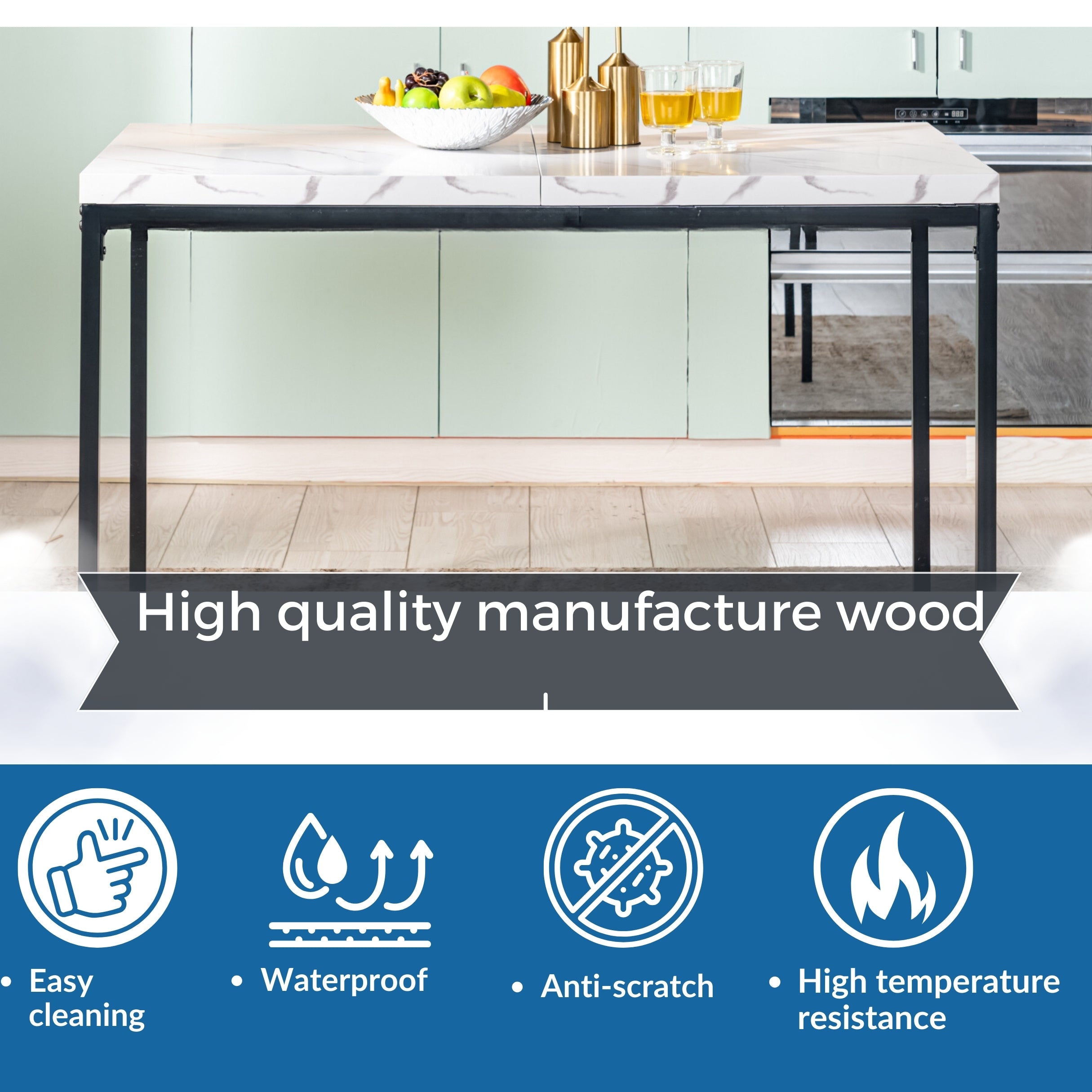 Cajon Modern Dining Table with Honeycomb Core Top and Square Tube Frame