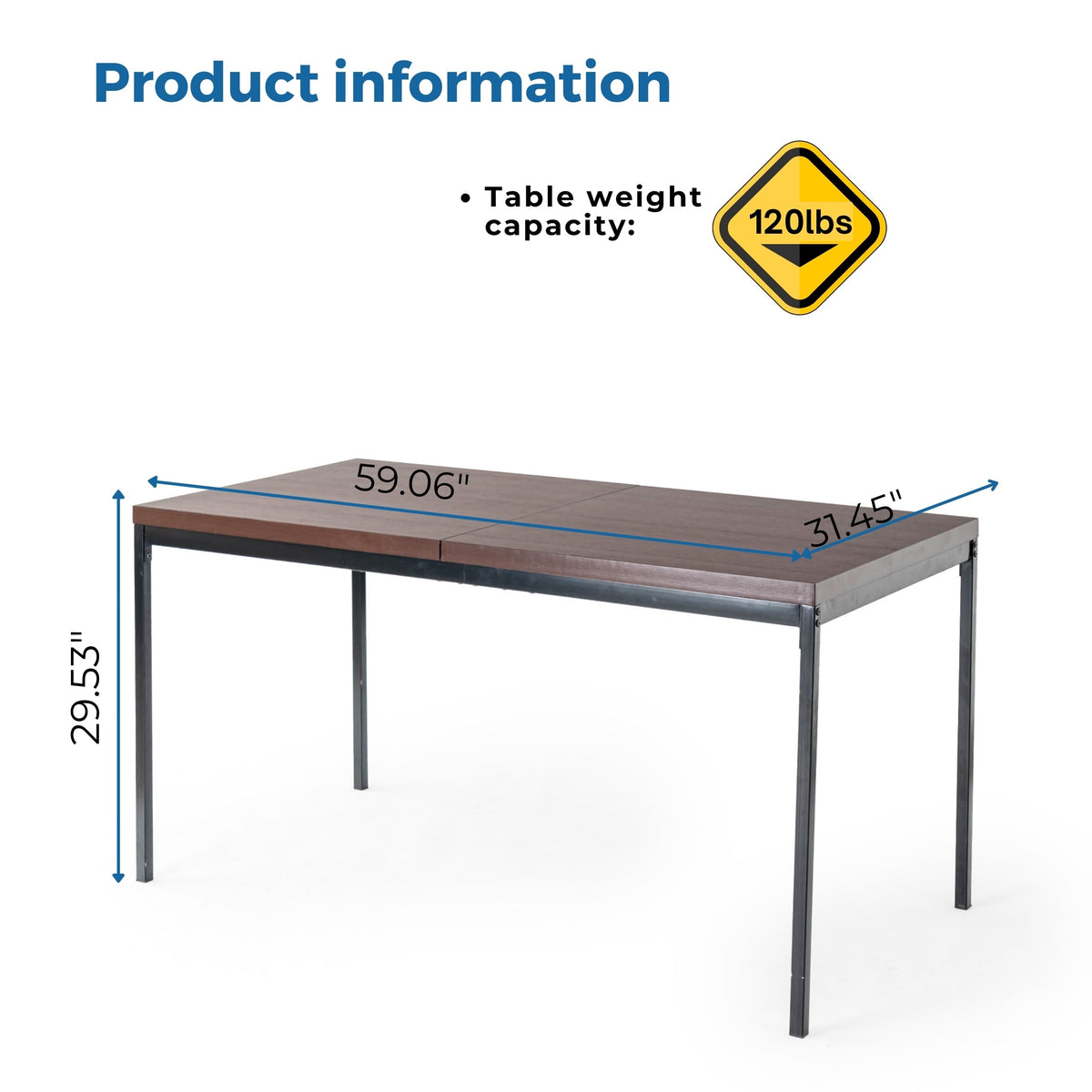 Homy Casa CAJON 7PC Dining Set 59” Dark Wood Table with 6 Charlton Brown Suede Chairs Open Box