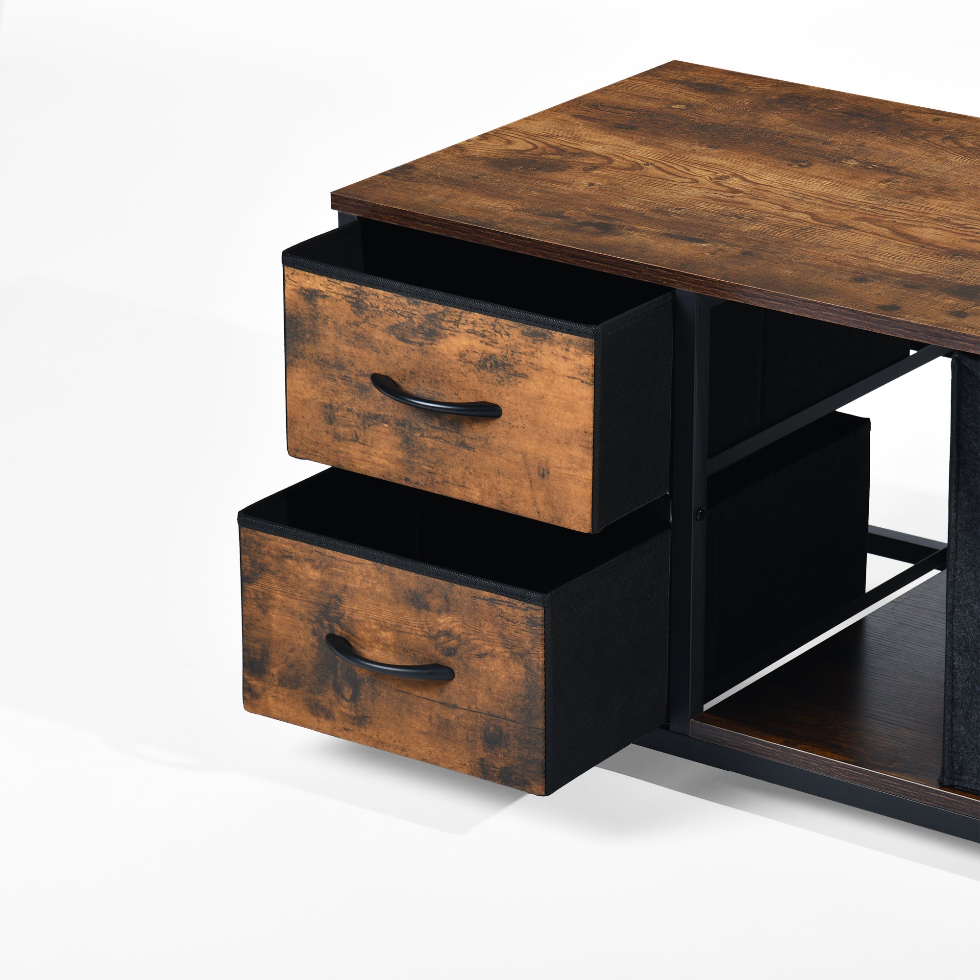 Carlin 39” 2-Tier Vintage Coffee Table with 2 Storage Drawers