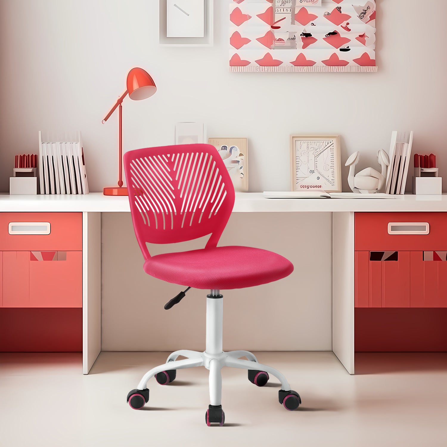 Homy Casa Carnation Pink Desk Office Chair with Height Adjustable