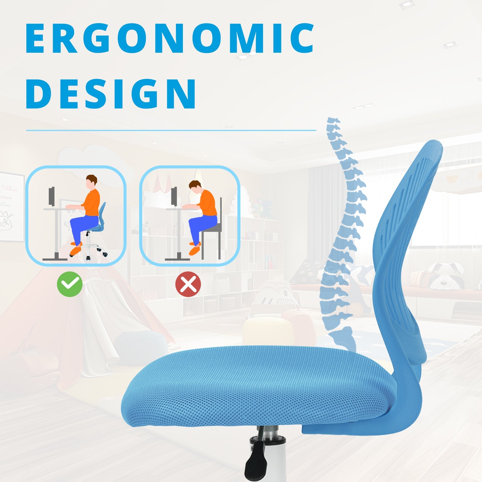 Carnation Ergonomic  Office Chair for Comfort and Style-HOMY CASA
