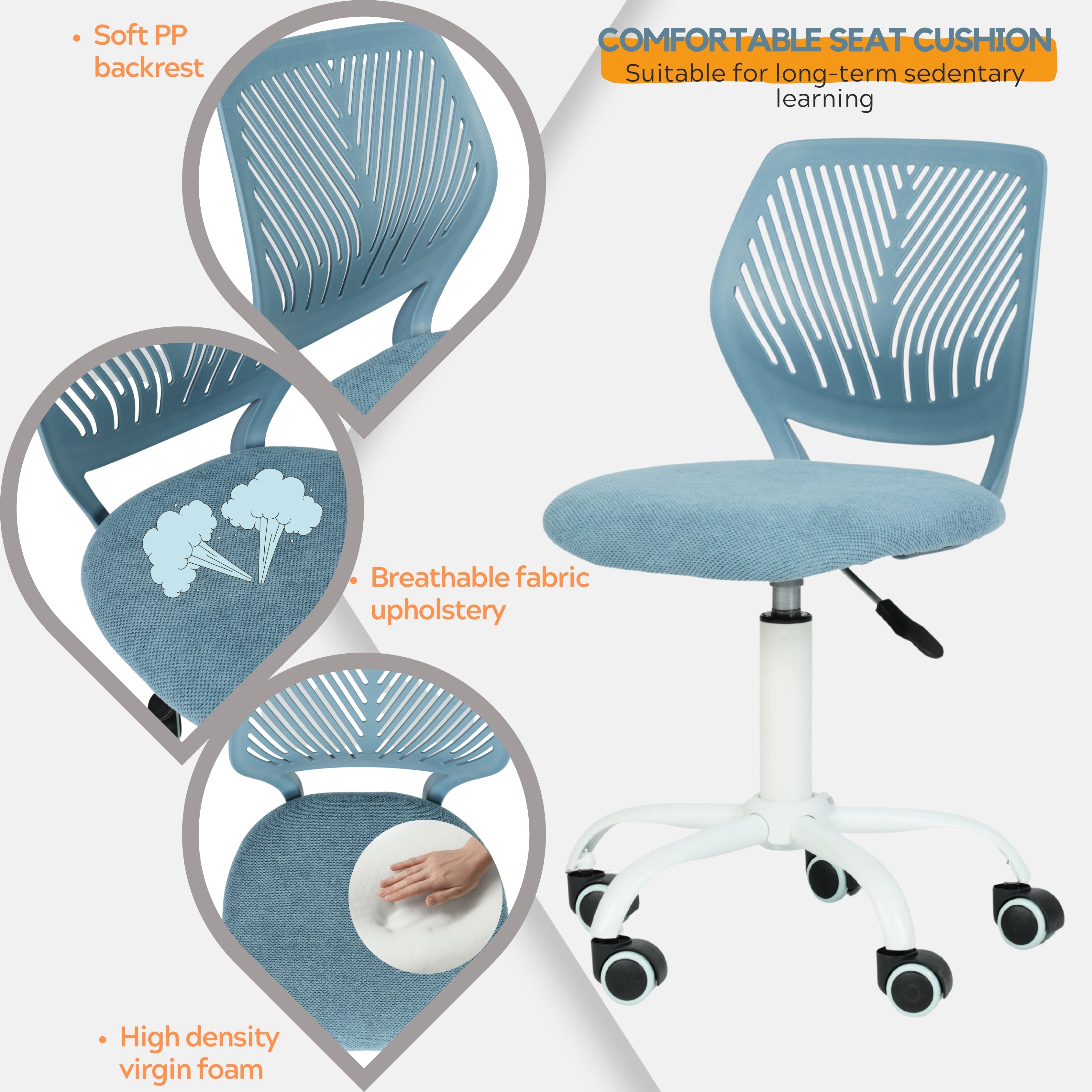 Homy Casa TULIP+CARANTION 2PC Furniture Set Computer Desk and Office Chair in Sonoma Oak and Light Blue Open Box