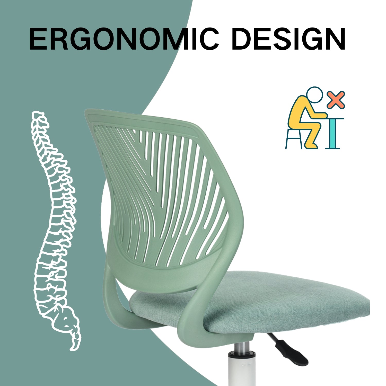 Baseline White Study Table Set with CARNATION Morandi Aqua Green Chair