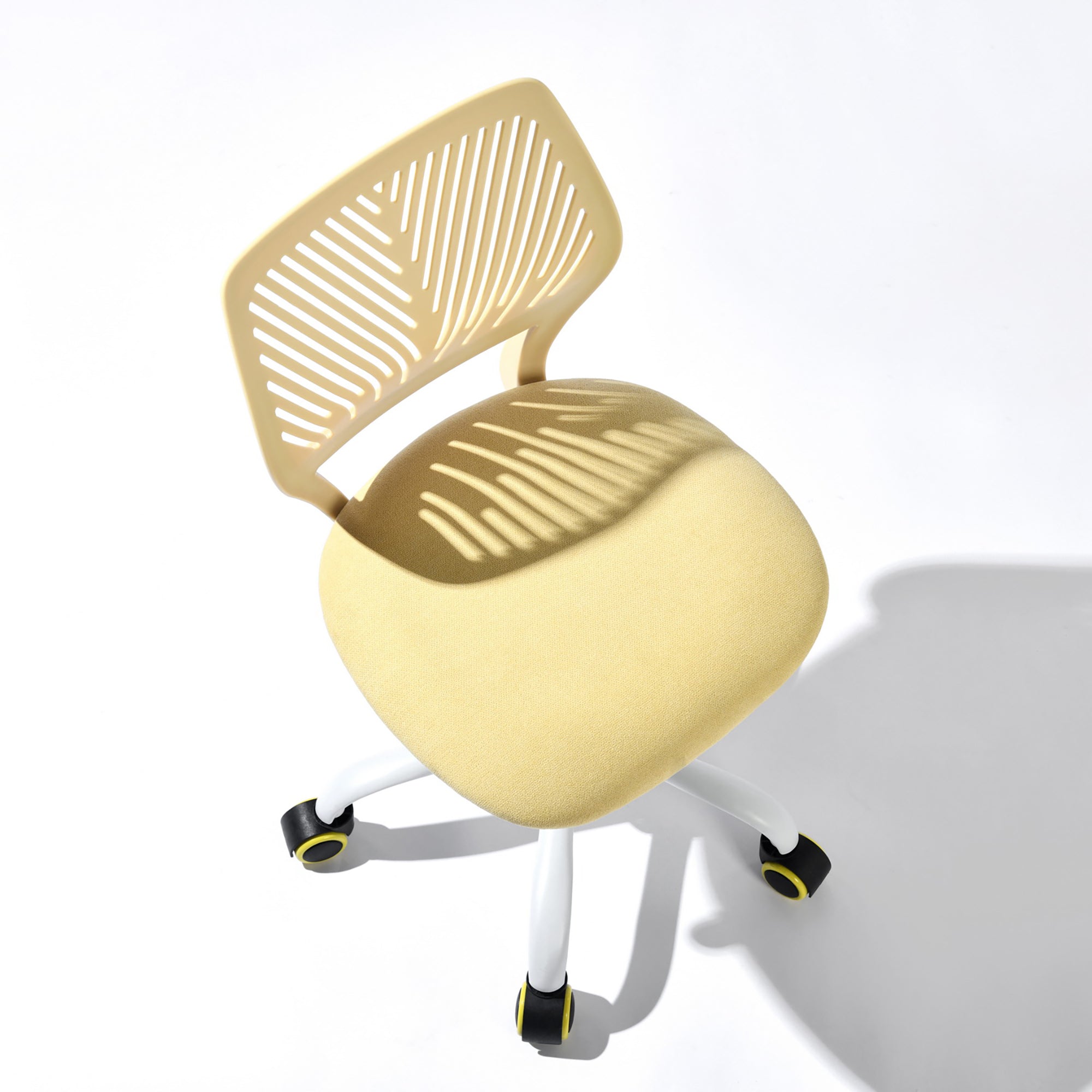 Homy Casa Carnation Yellow Adjustable Fabric Task Chair with PU Casters, Open Box
