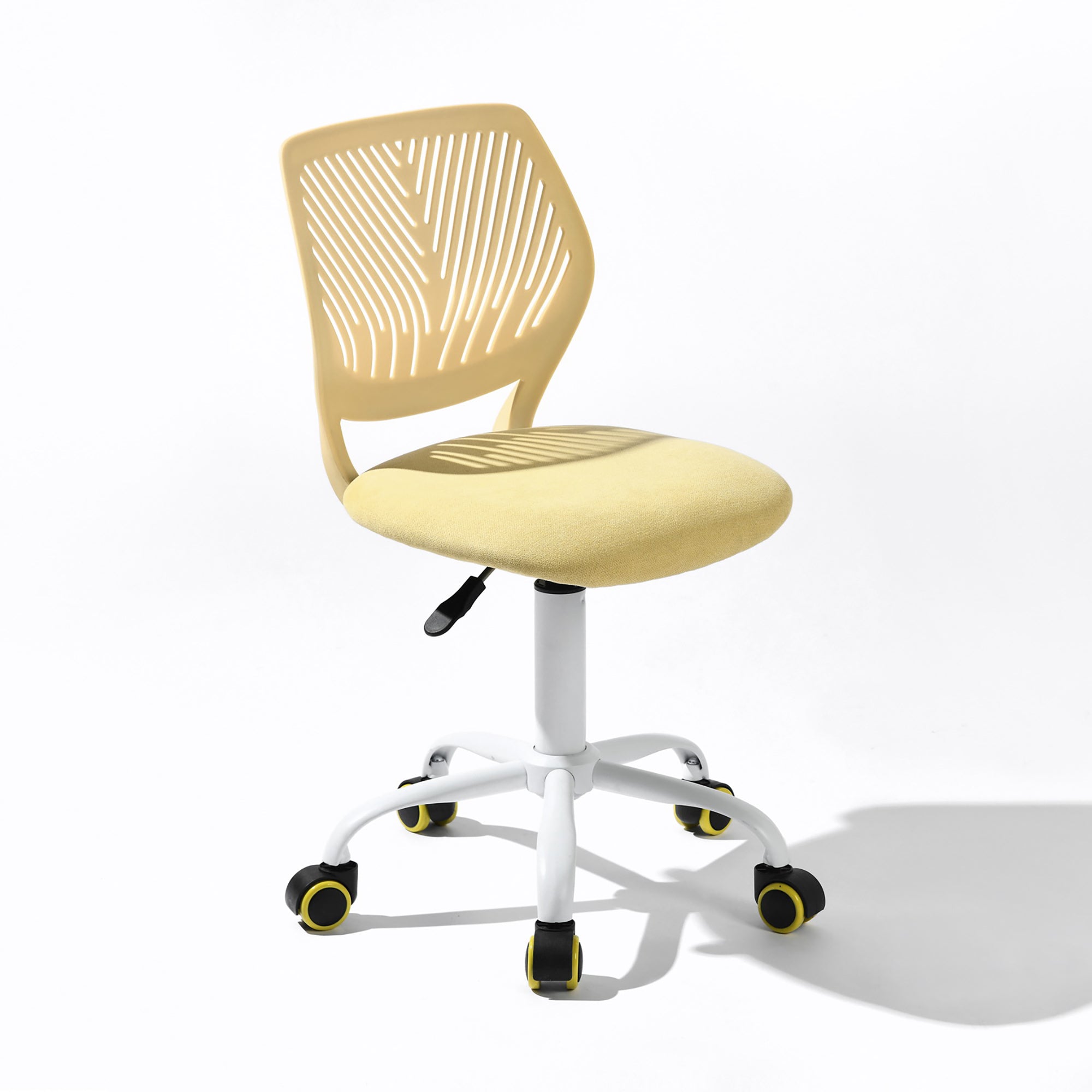 Homy Casa Carnation Yellow Adjustable Fabric Task Chair with PU Casters, Open Box
