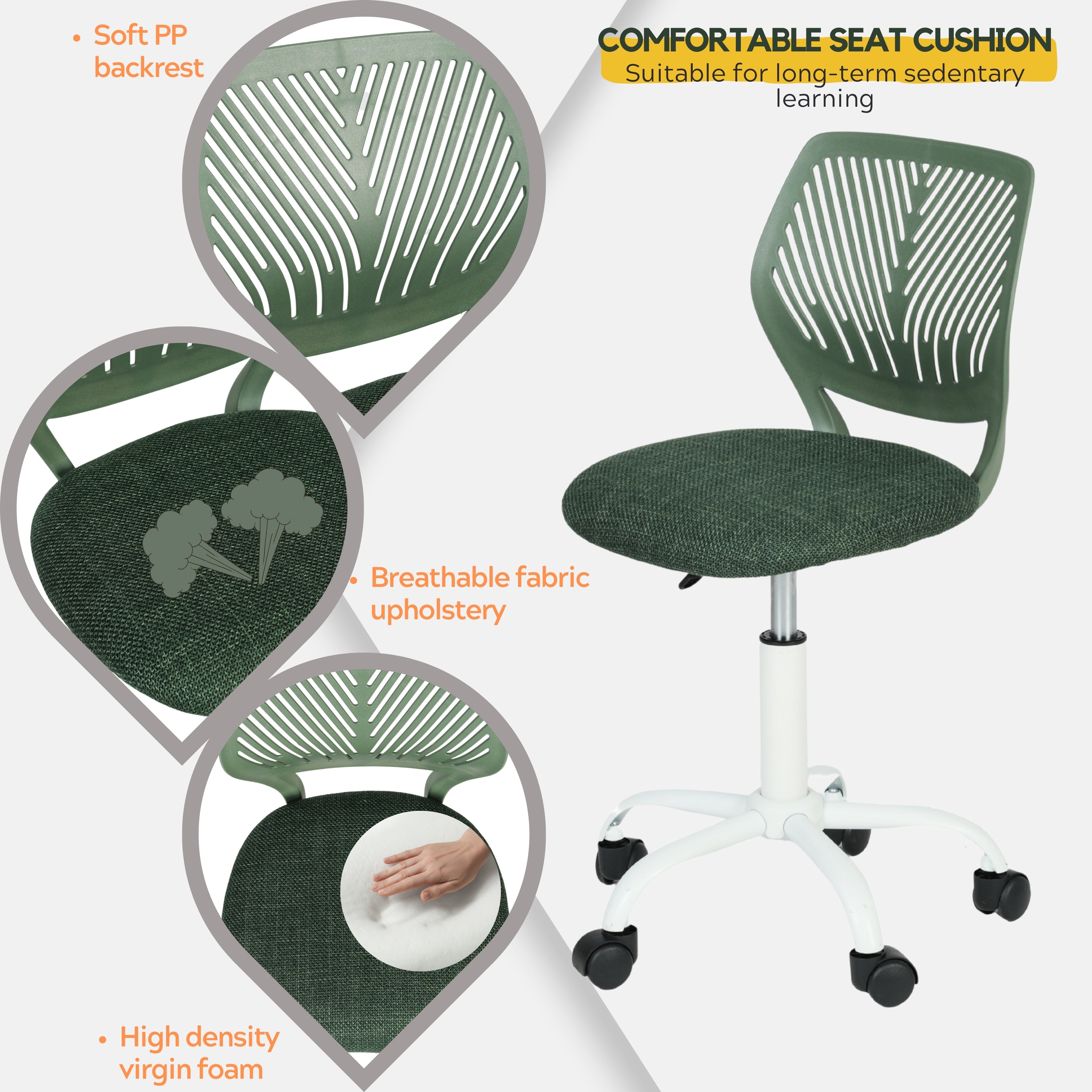 Carnation PP Backrest Office Chair - Stylish & Durable Design