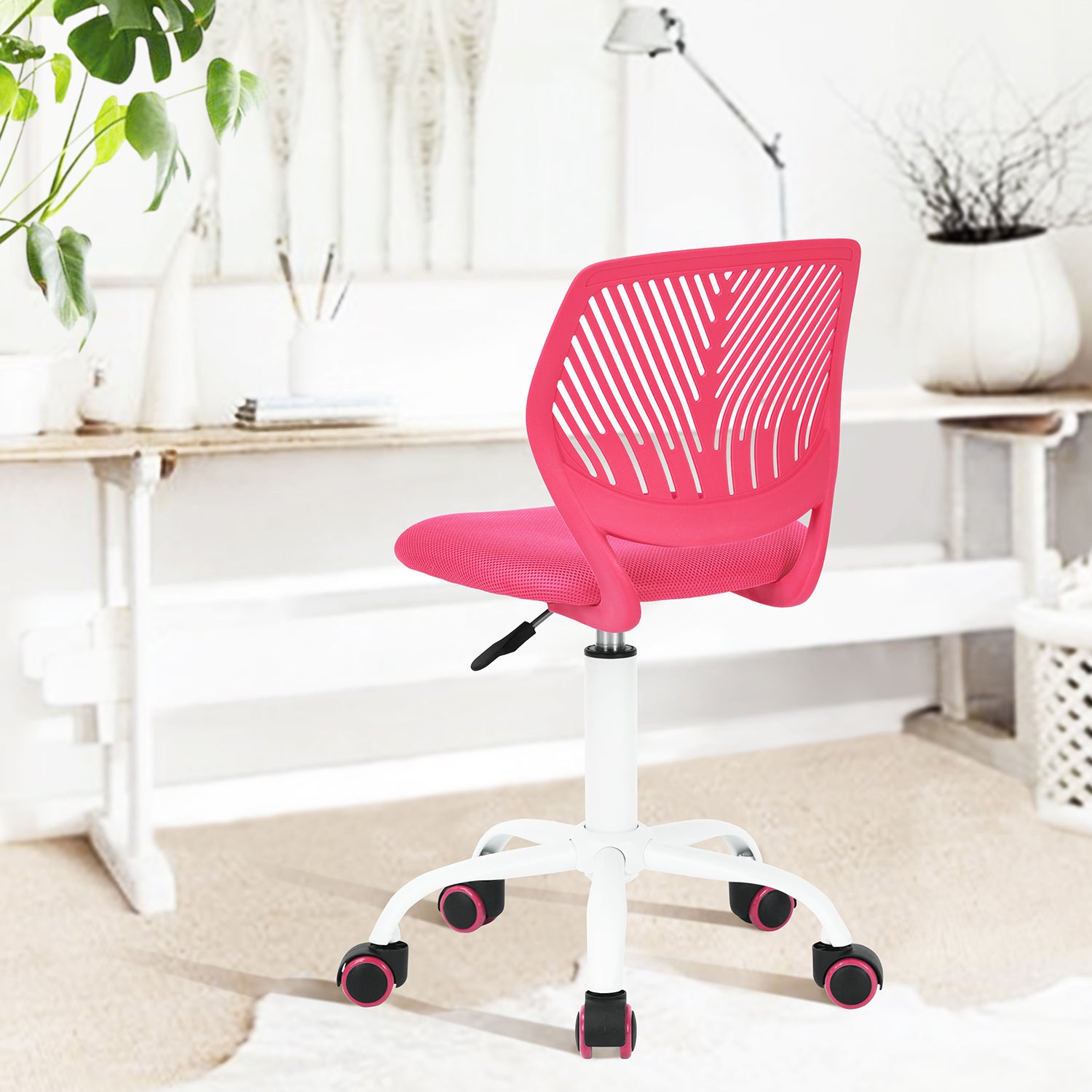 Homy Casa Matera 2PC Pink Vanity Set 35” Led Lighted Mirror Desk with CARNATION Pink Swivel Chair