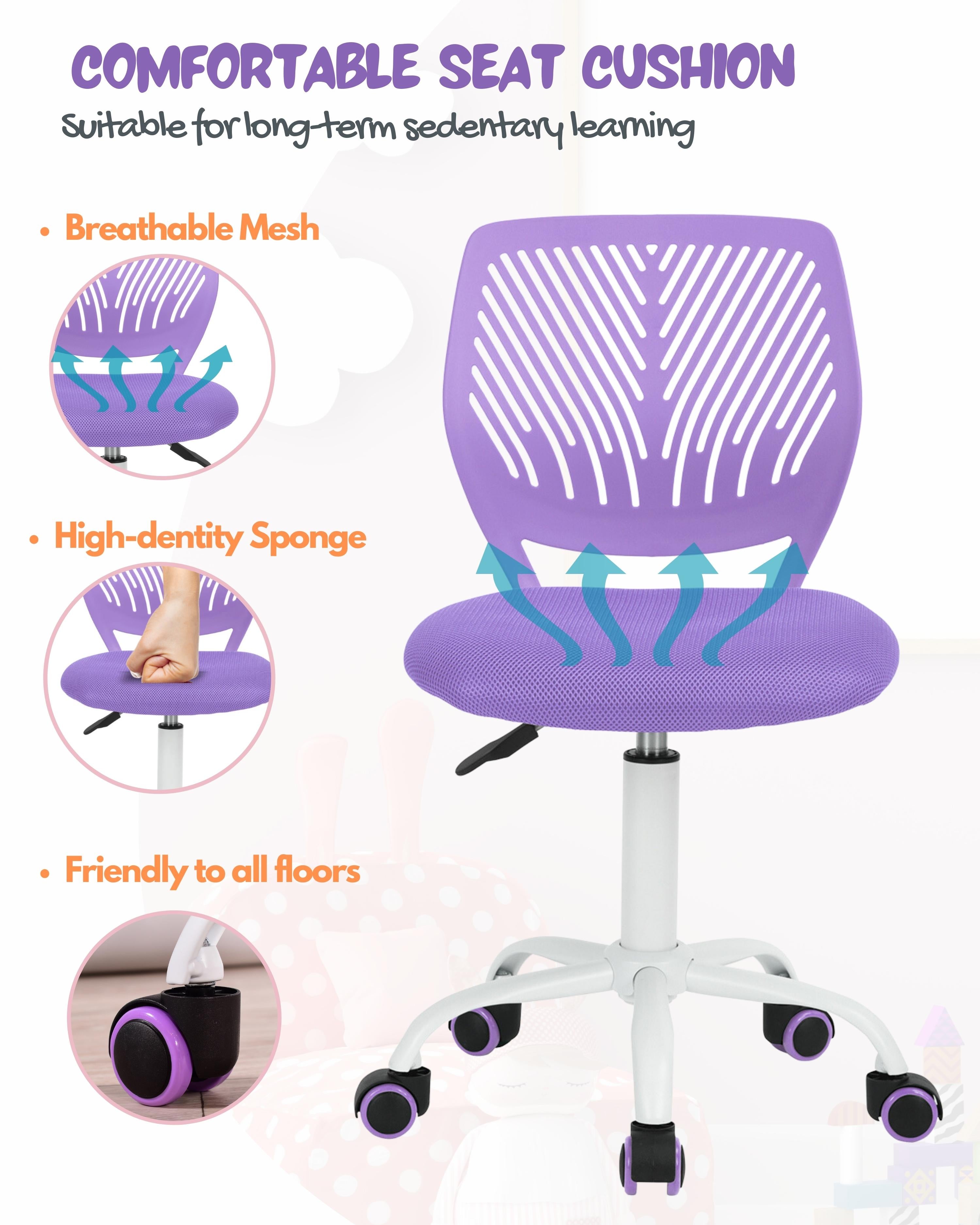 Homy Casa Carnation Purple Office Chair with Height Adjustable
